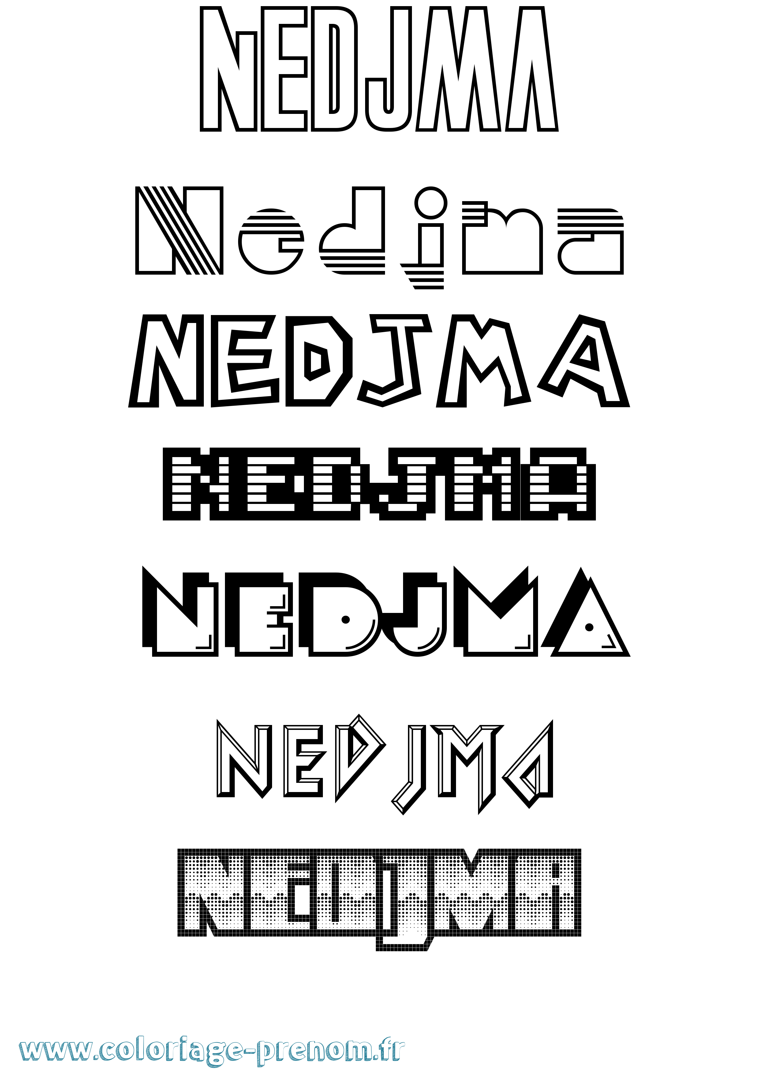 Coloriage Nedjma Jeux Vidéos Coloriage prénom Nedjma Jeux Vidéos