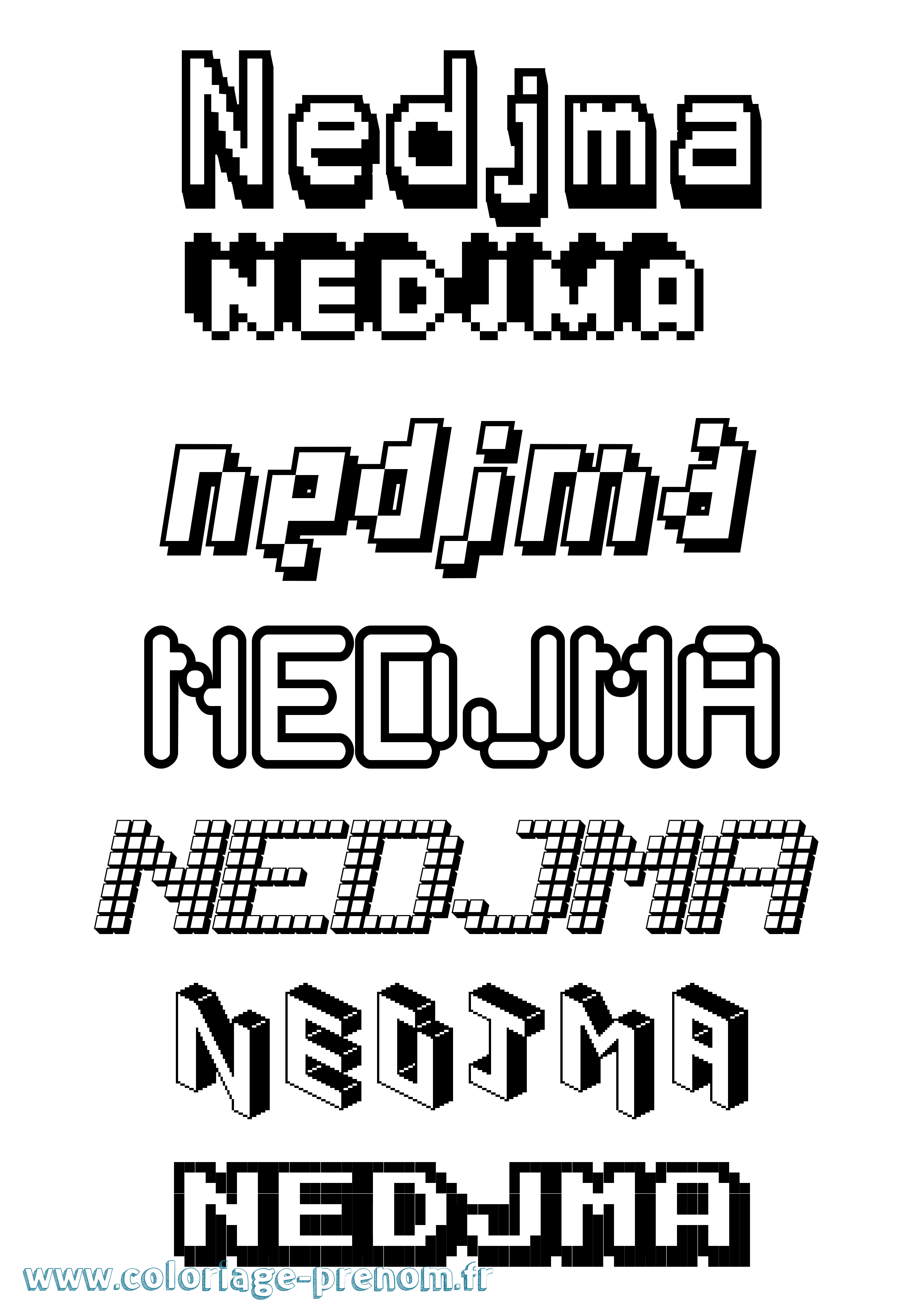 Coloriage Nedjma Pixel Coloriage prénom Nedjma Pixel