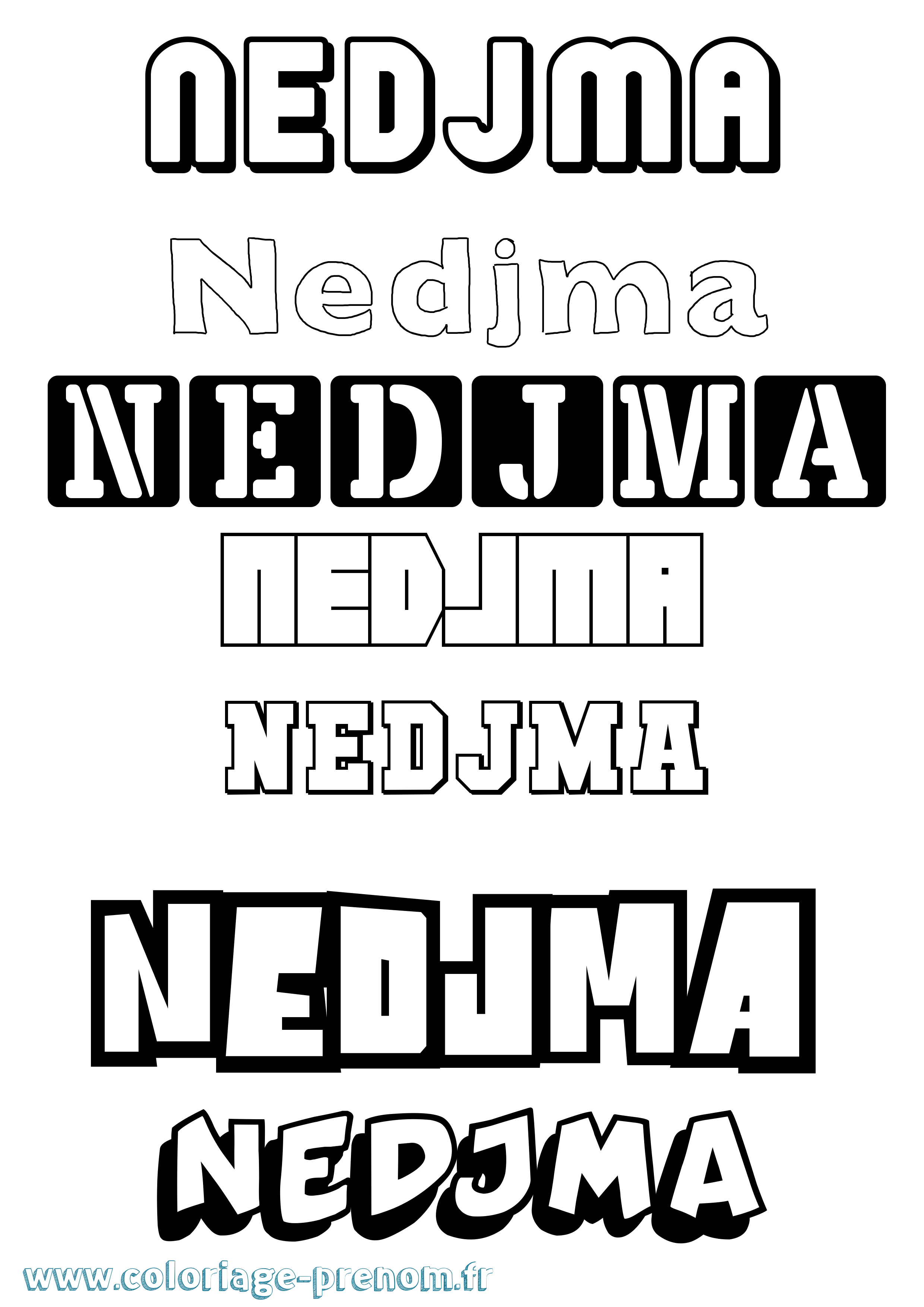 Coloriage Nedjma Simple Coloriage prénom Nedjma Simple