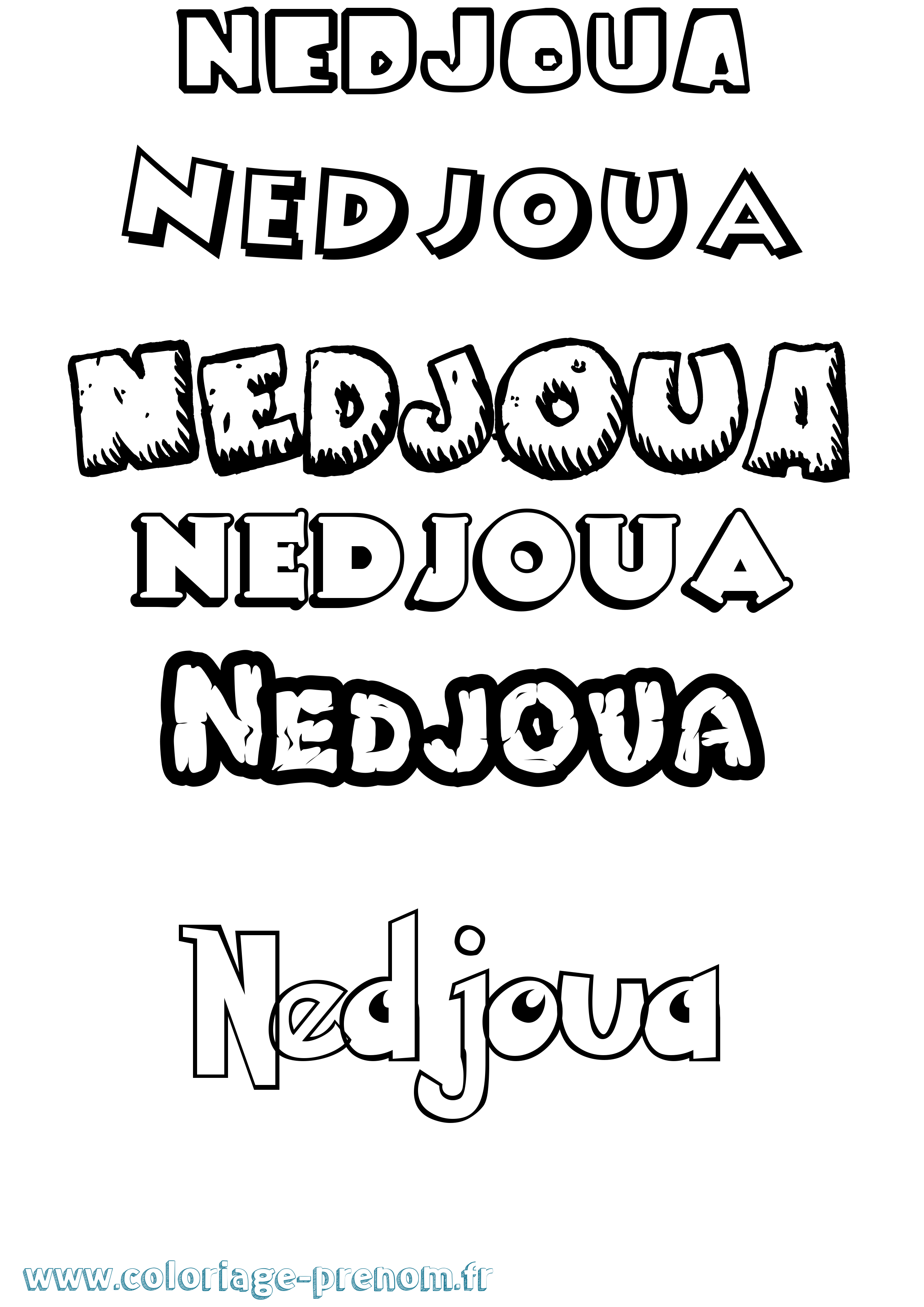 Coloriage Nedjoua Dessin Animé Coloriage prénom Nedjoua Dessin Animé
