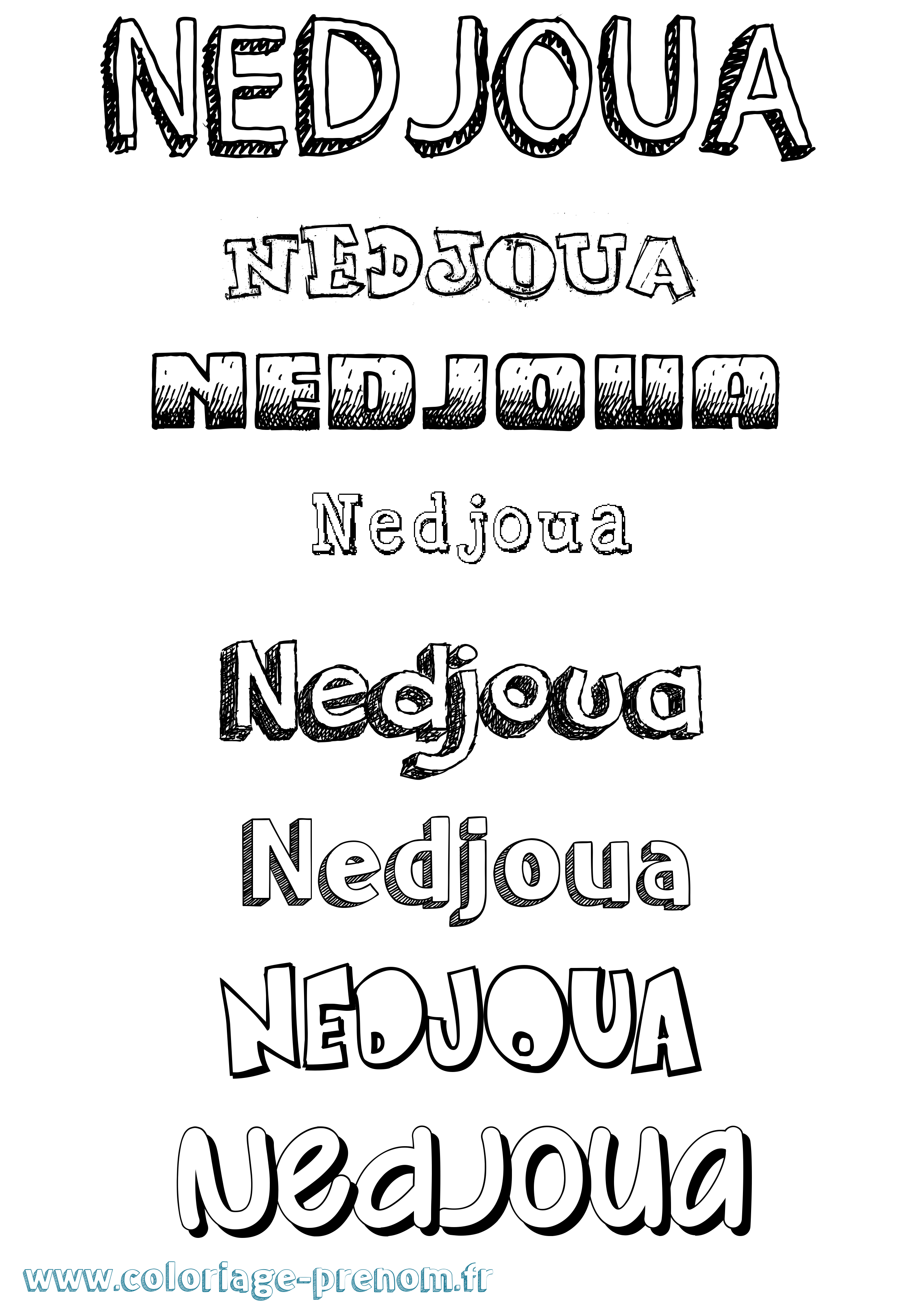 Coloriage Nedjoua Dessiné Coloriage prénom Nedjoua Dessiné