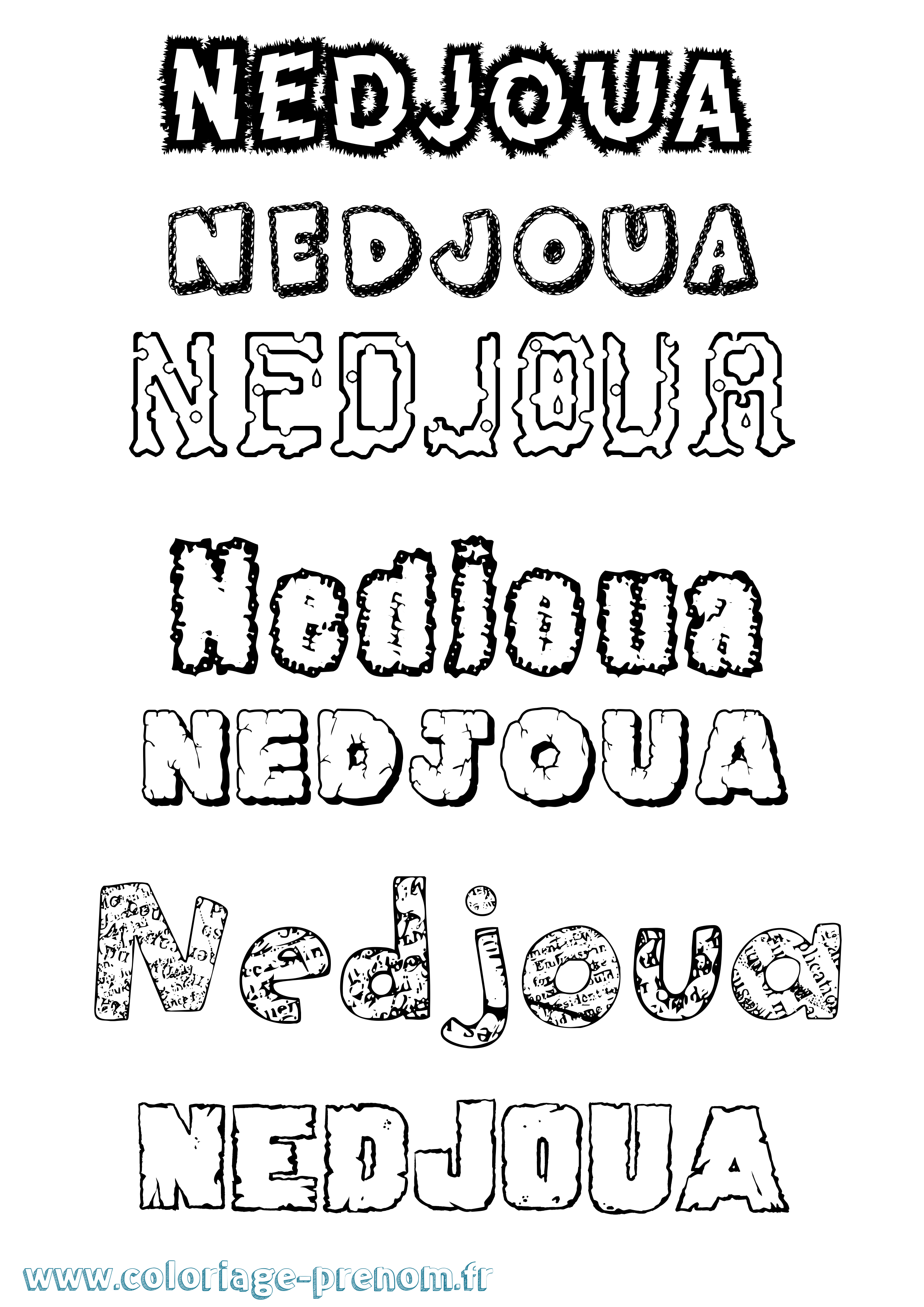 Coloriage Nedjoua Destructuré Coloriage prénom Nedjoua Destructuré