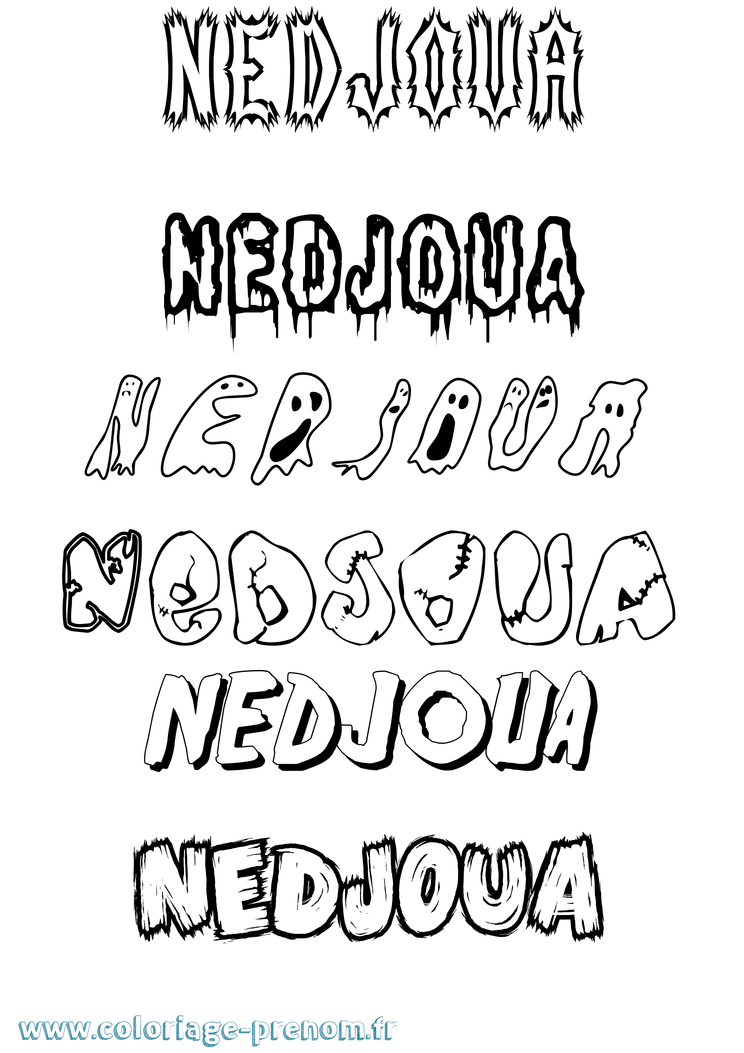 Coloriage Nedjoua Frisson Coloriage prénom Nedjoua Frisson