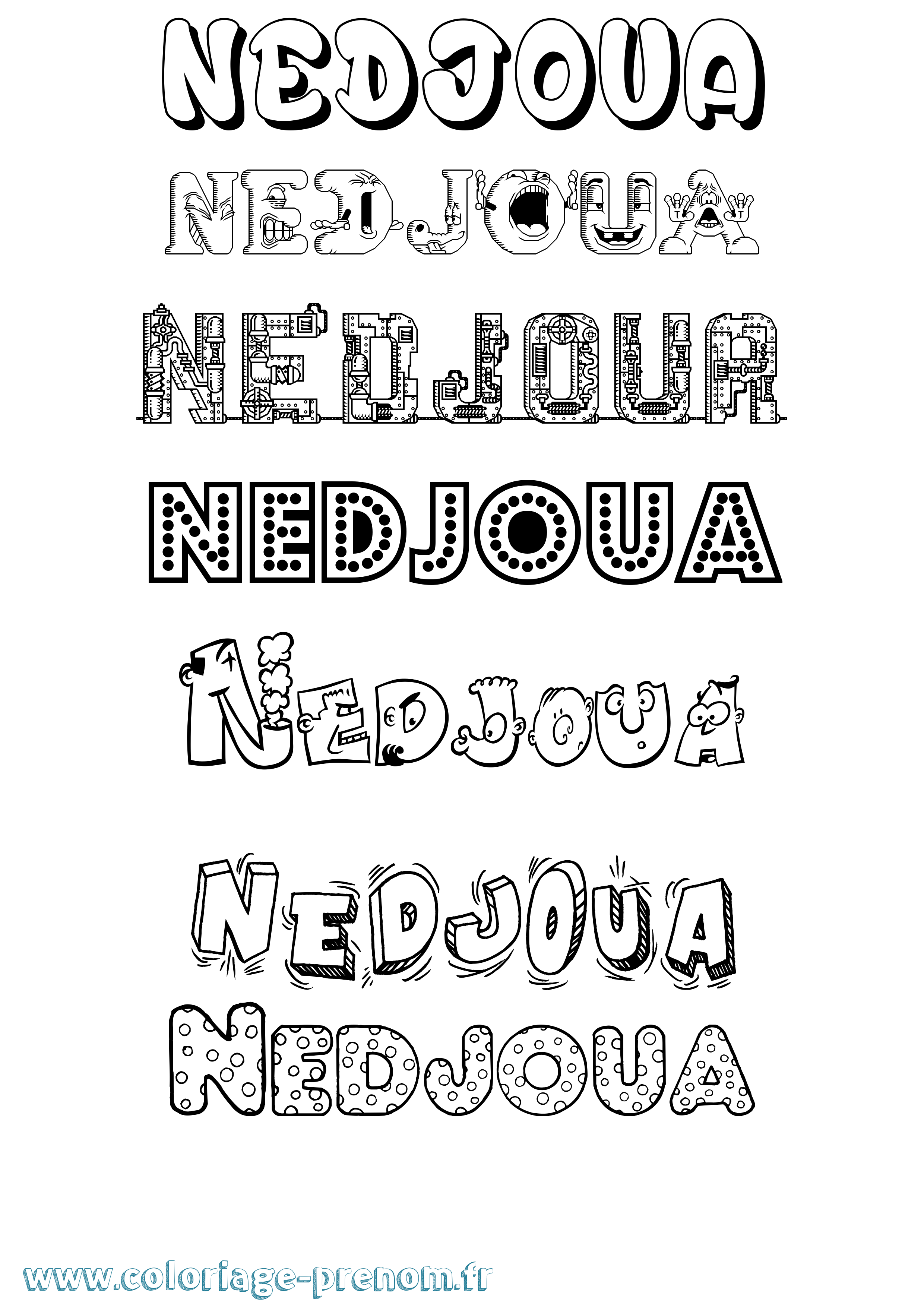 Coloriage Nedjoua Fun Coloriage prénom Nedjoua Fun
