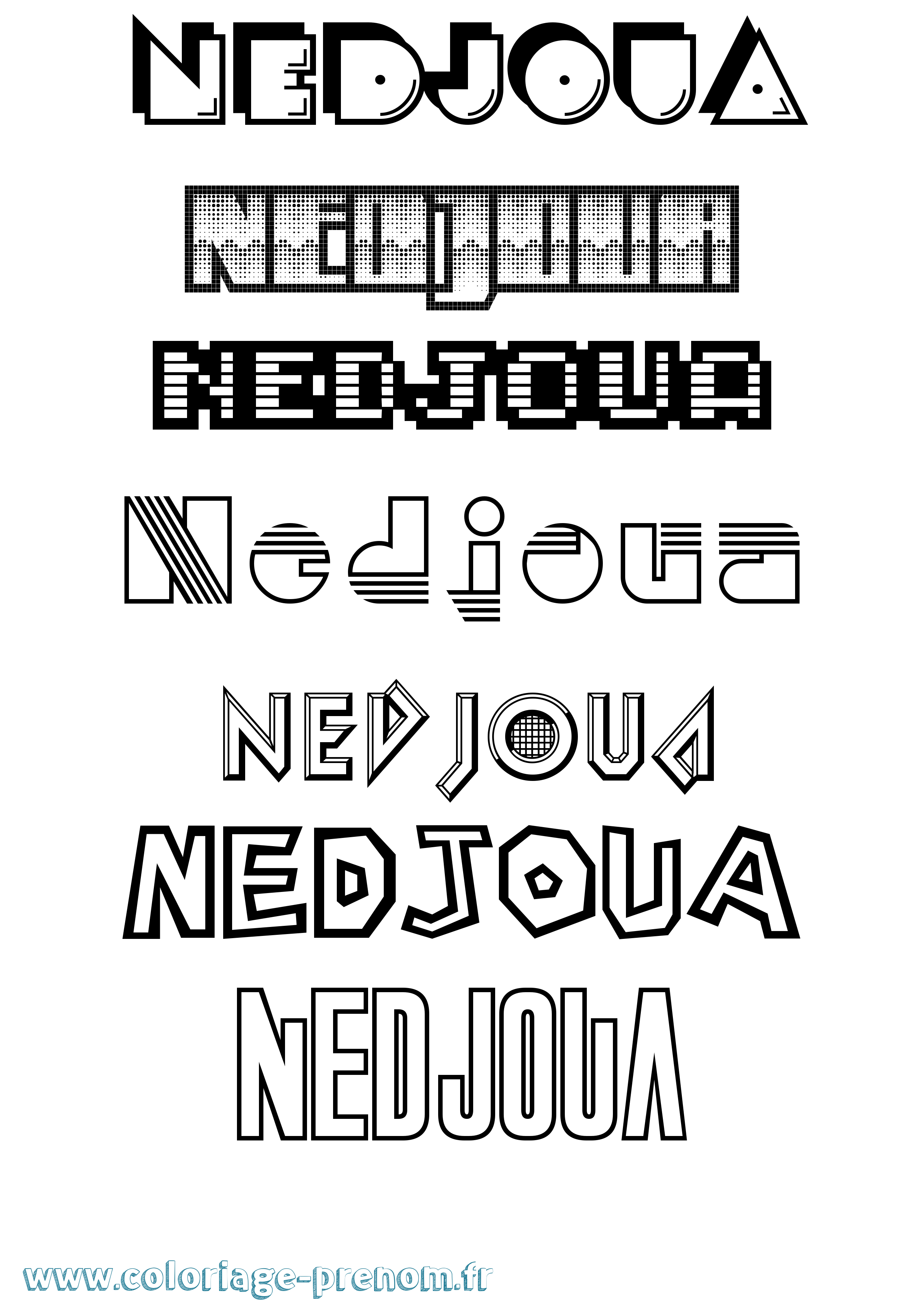 Coloriage Nedjoua Jeux Vidéos Coloriage prénom Nedjoua Jeux Vidéos