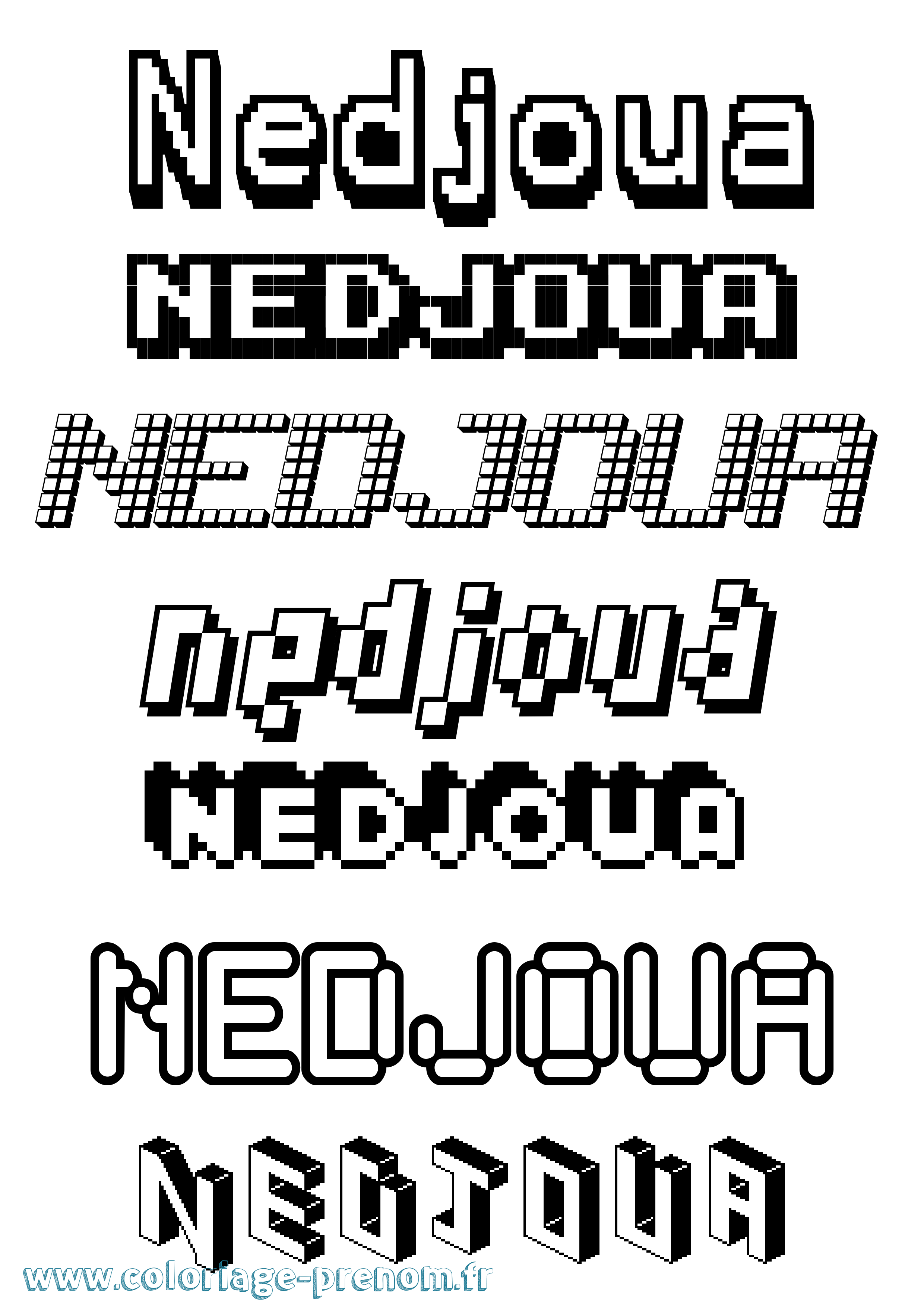Coloriage Nedjoua Pixel Coloriage prénom Nedjoua Pixel