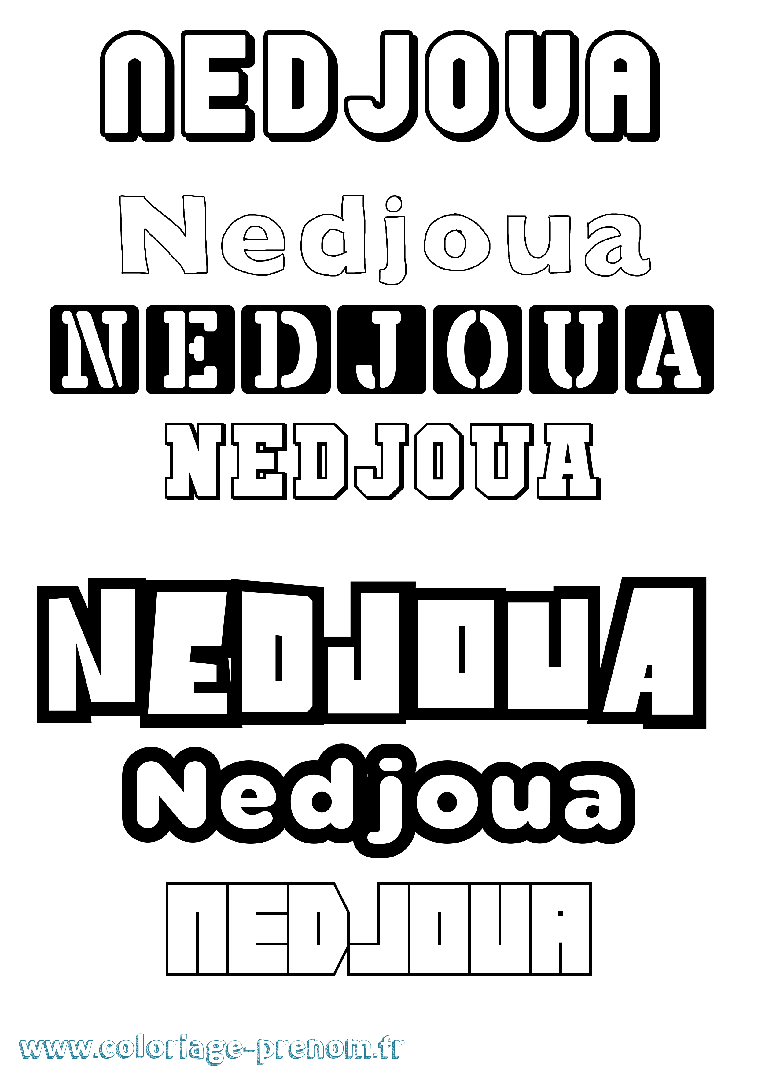 Coloriage Nedjoua Simple Coloriage prénom Nedjoua Simple