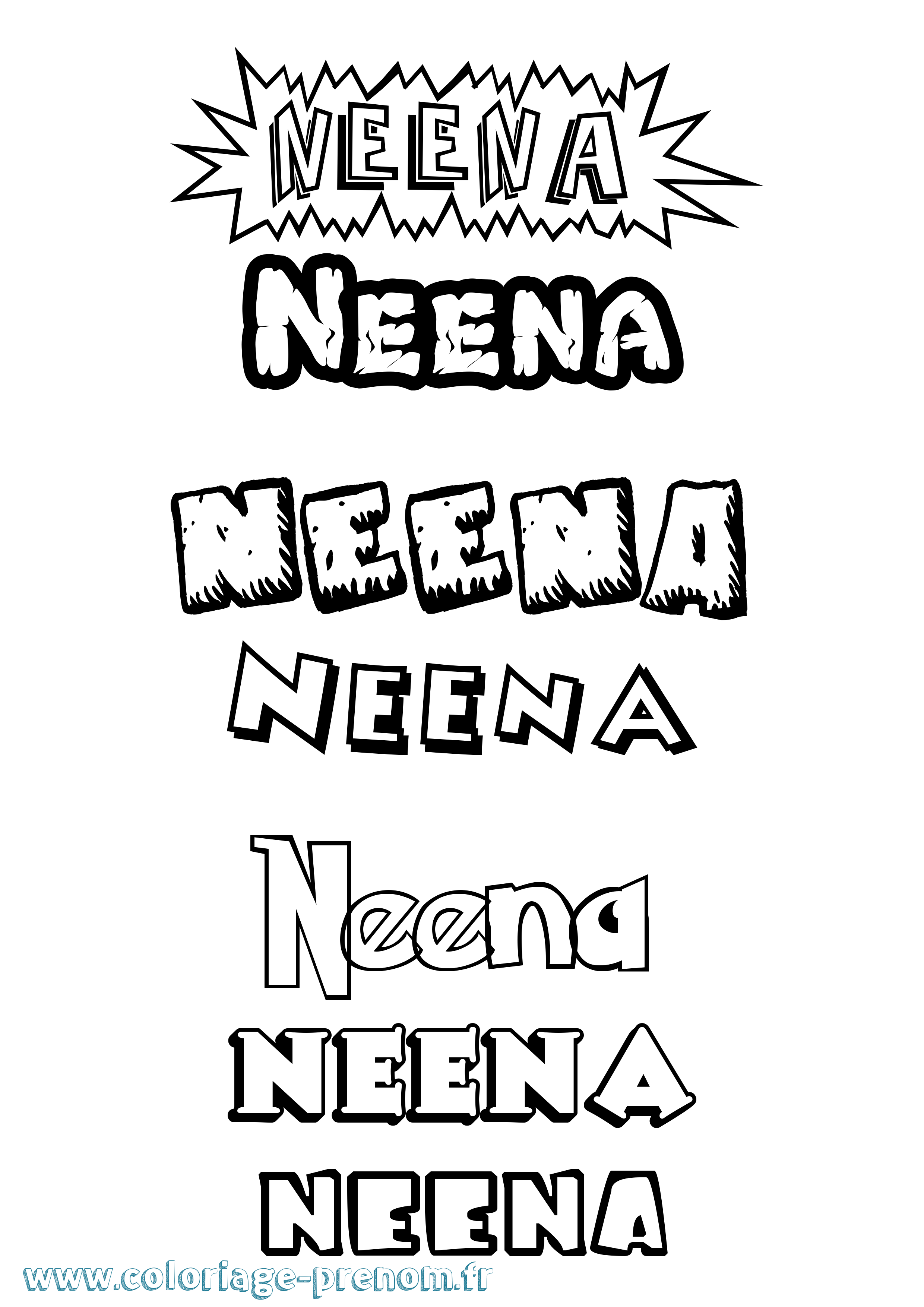Coloriage Neena Dessin Animé Coloriage prénom Neena Dessin Animé