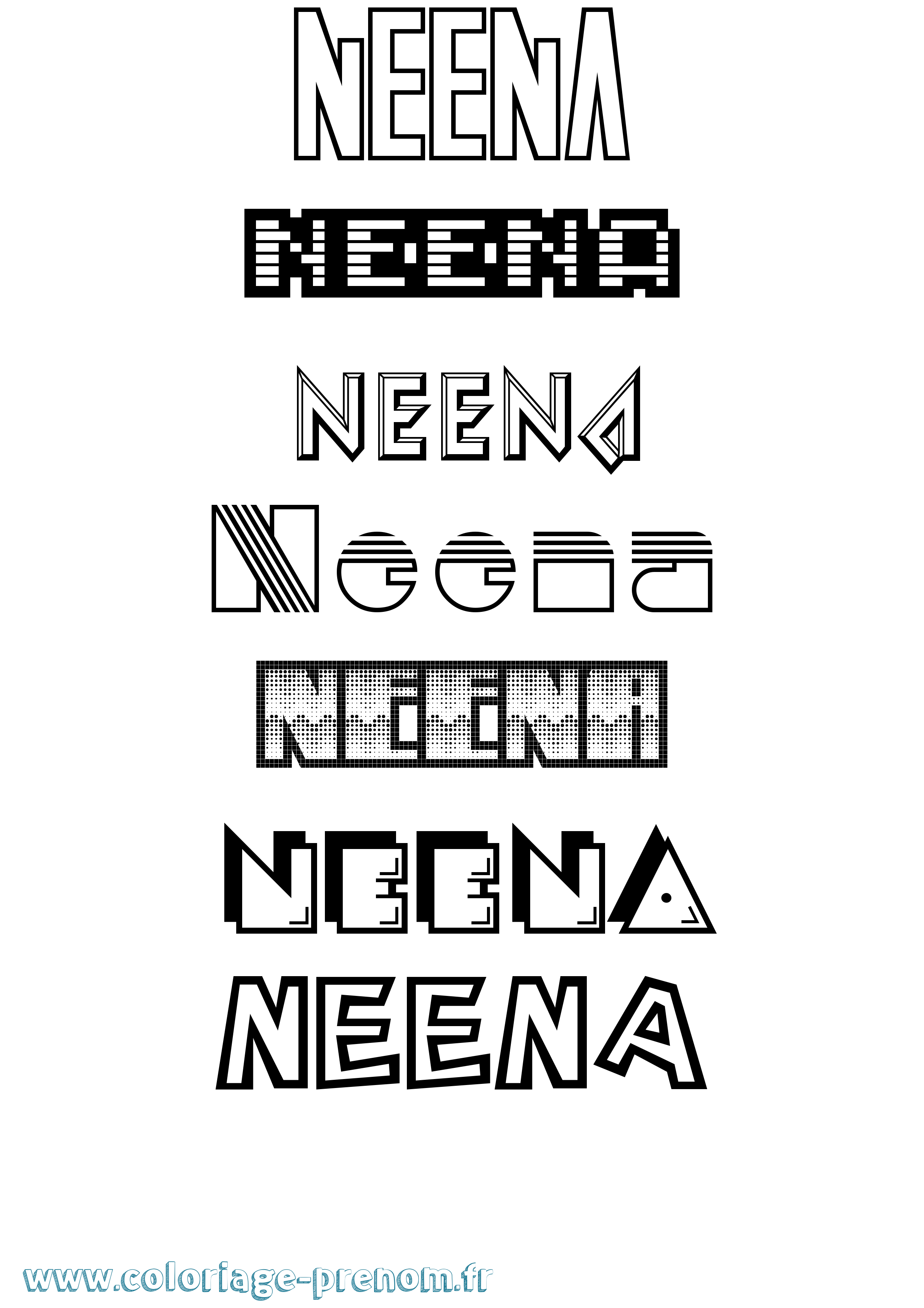 Coloriage Neena Jeux Vidéos Coloriage prénom Neena Jeux Vidéos