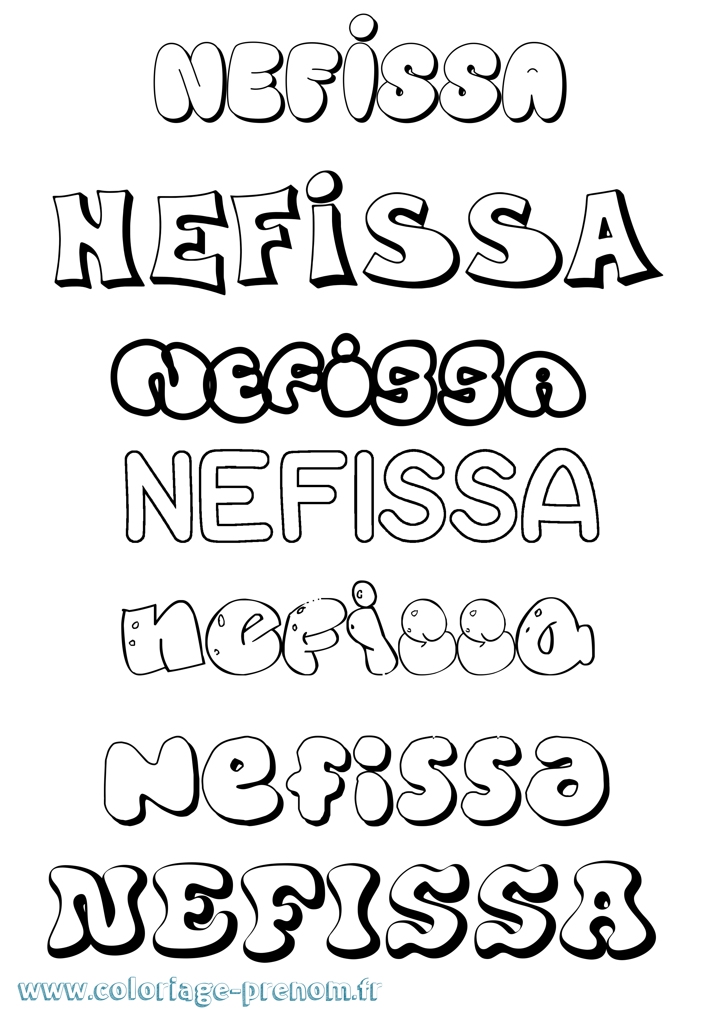 Coloriage Nefissa Bubble Coloriage prénom Nefissa Bubble