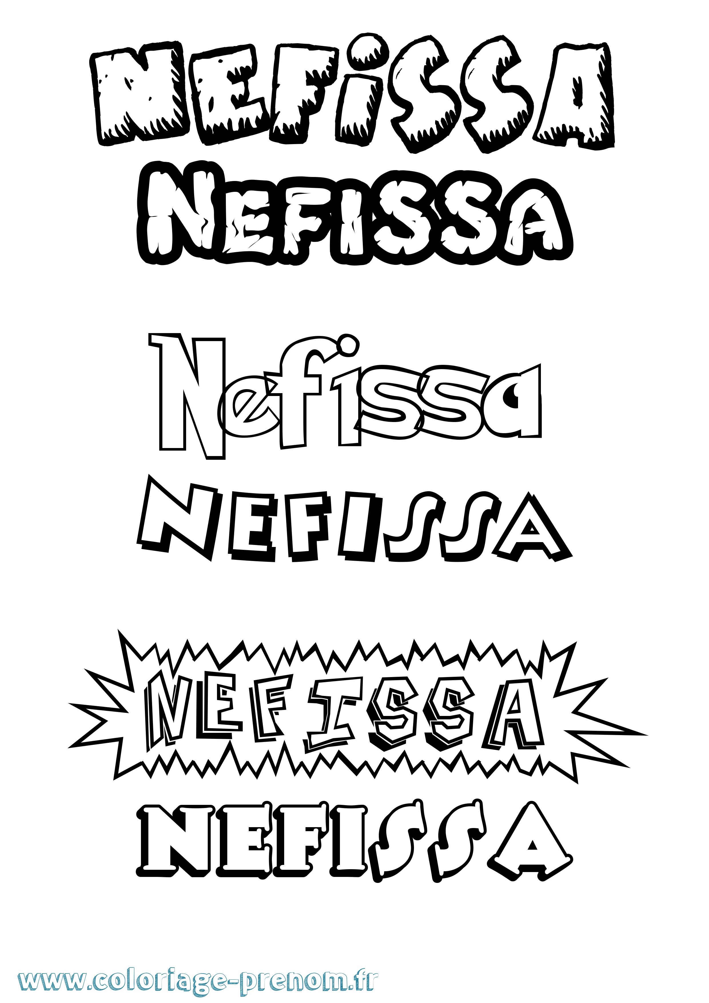 Coloriage Nefissa Dessin Animé Coloriage prénom Nefissa Dessin Animé