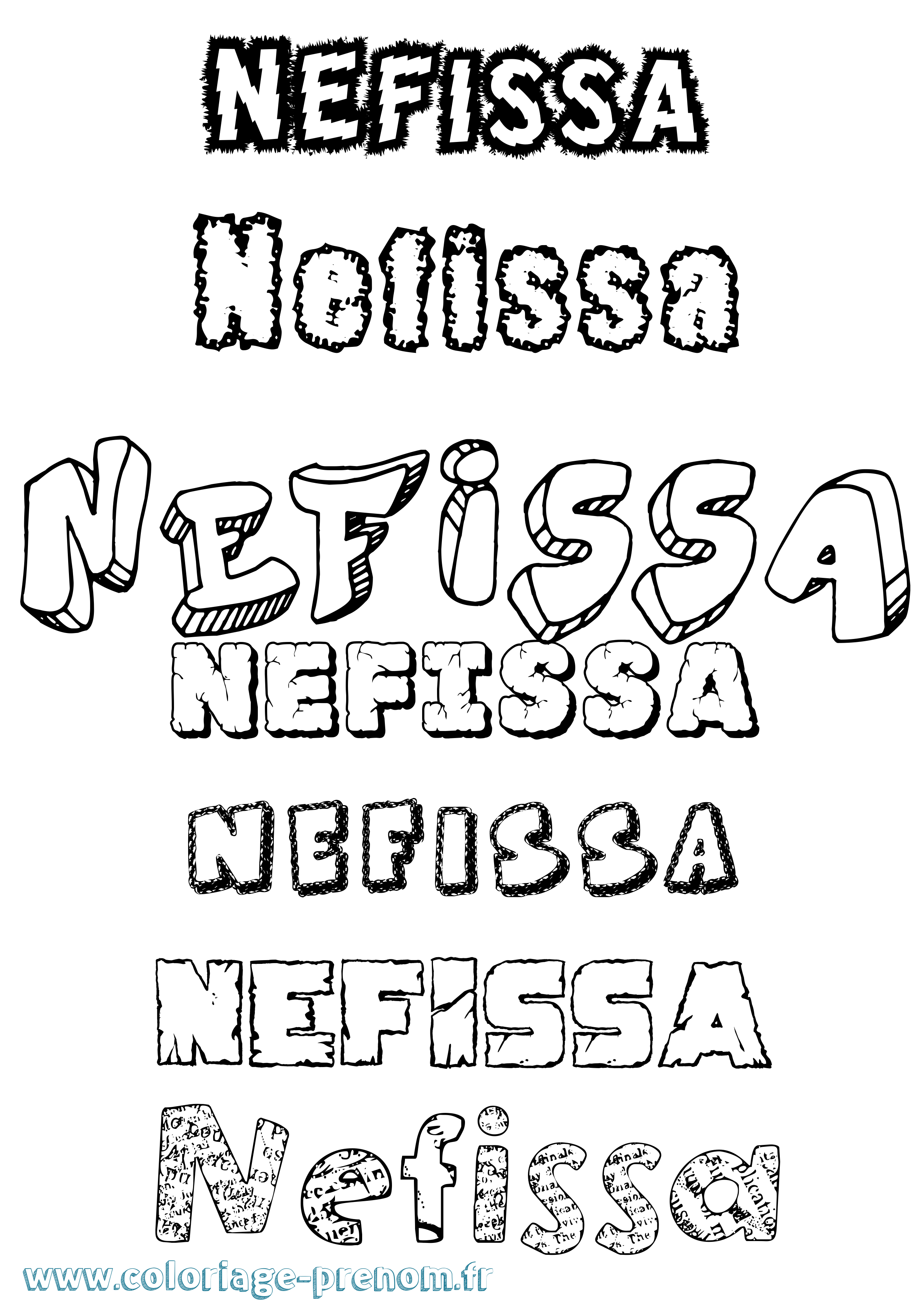 Coloriage Nefissa Destructuré Coloriage prénom Nefissa Destructuré