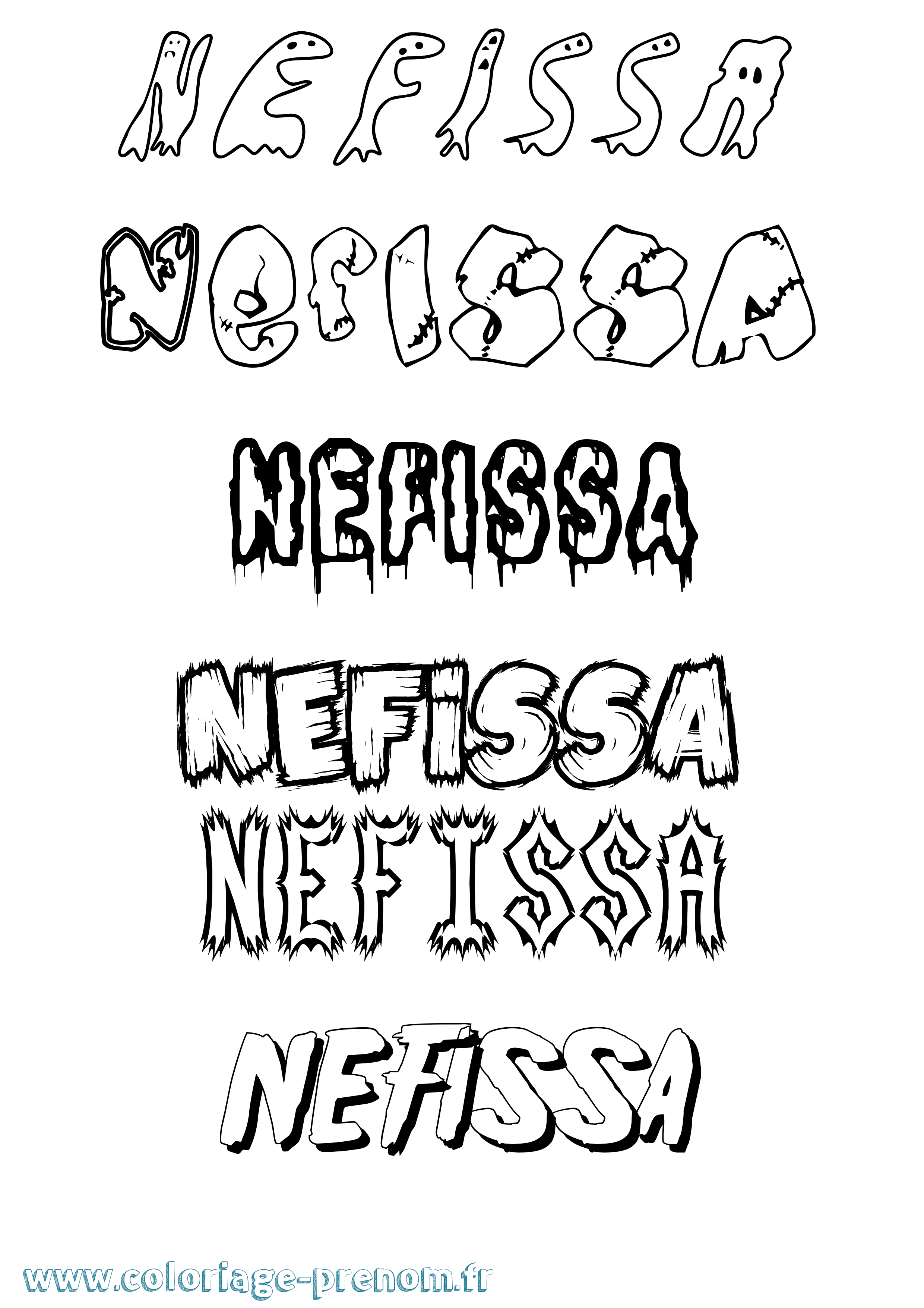 Coloriage Nefissa Frisson Coloriage prénom Nefissa Frisson