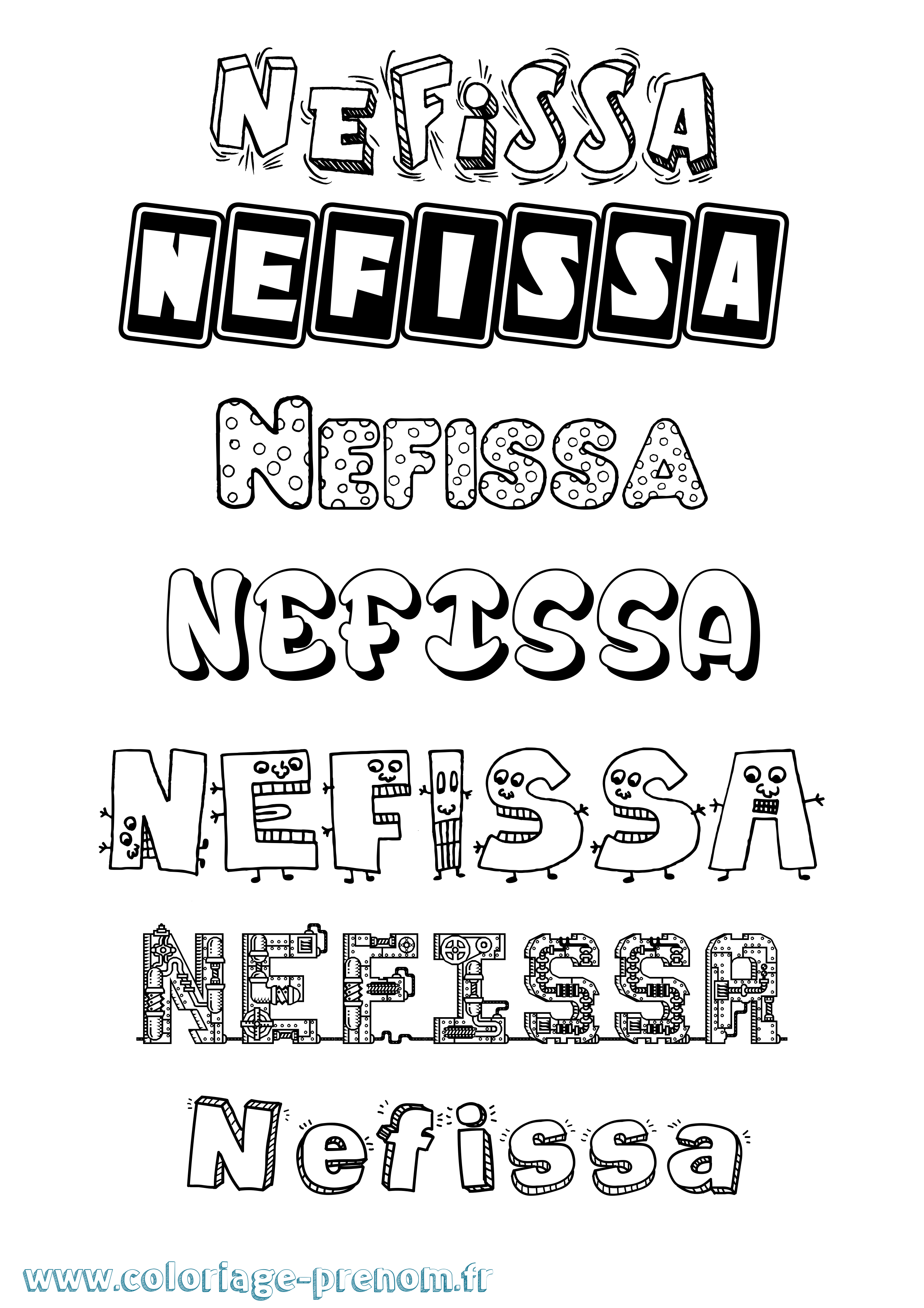 Coloriage Nefissa Fun Coloriage prénom Nefissa Fun