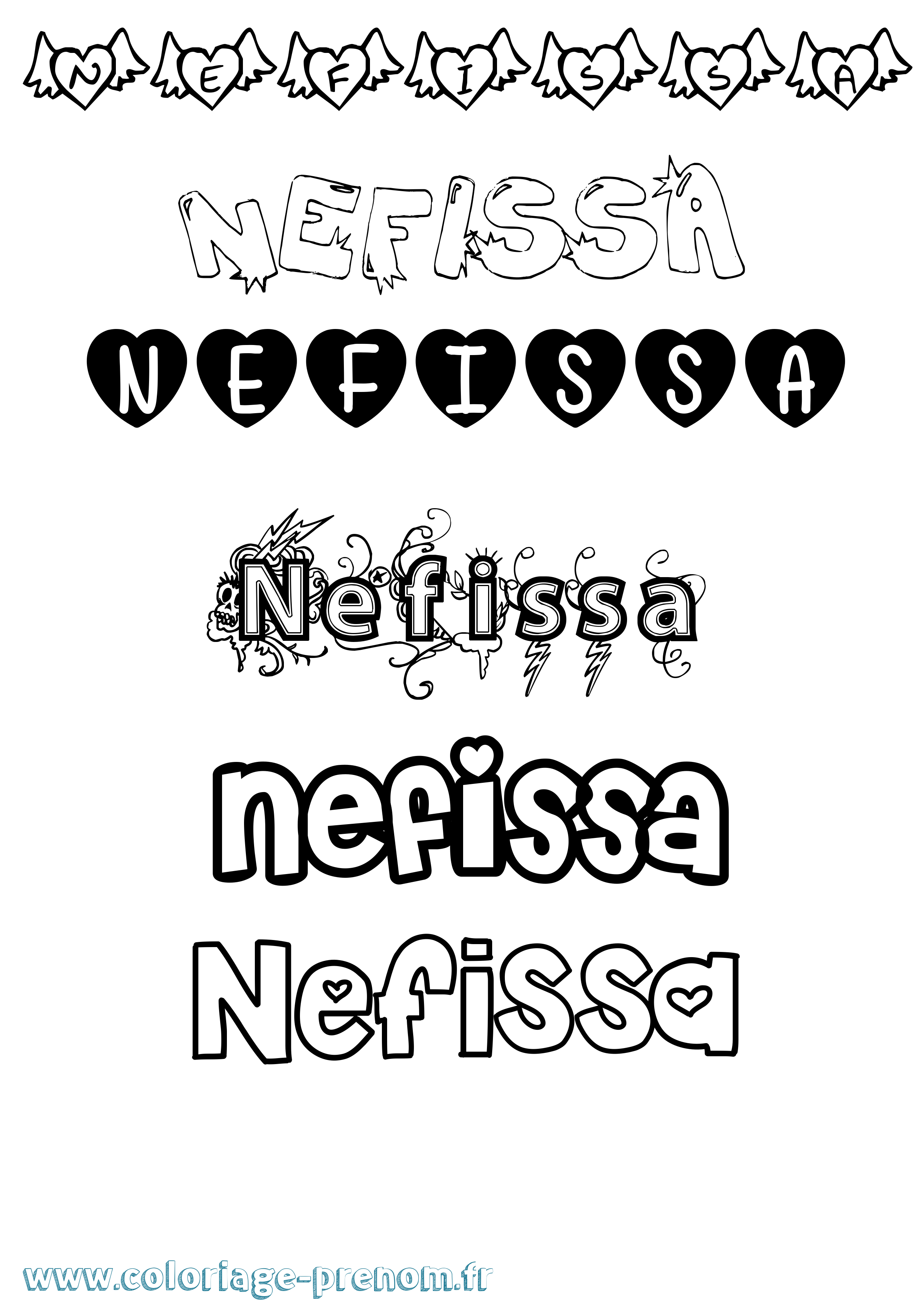 Coloriage Nefissa Girly Coloriage prénom Nefissa Girly