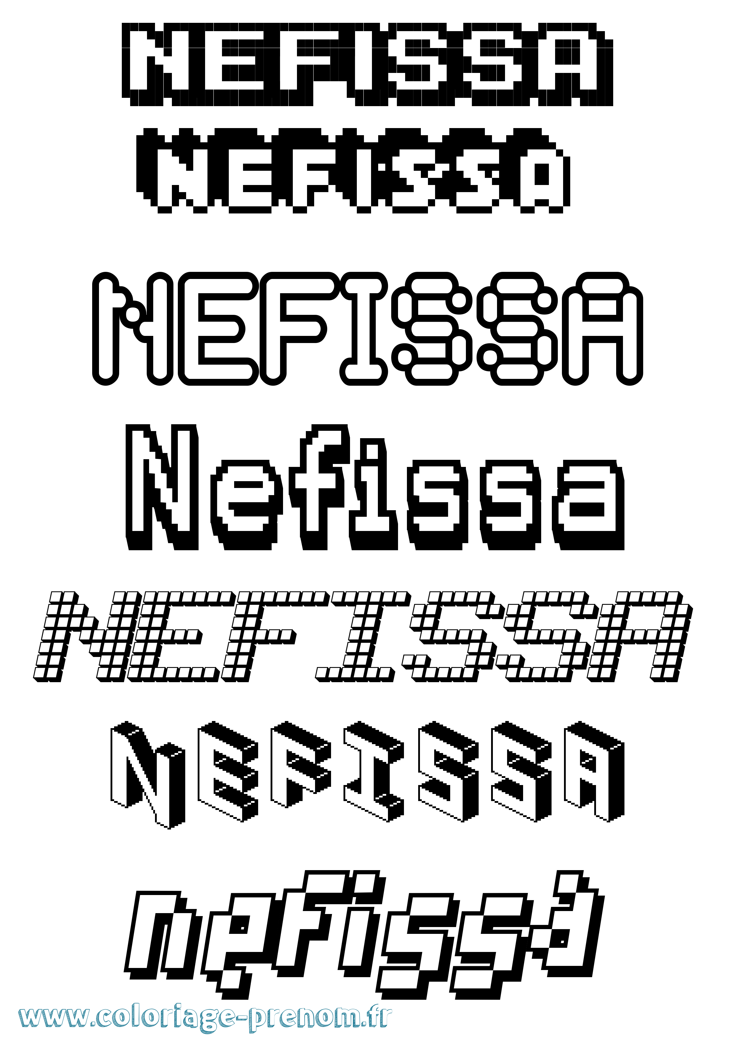 Coloriage Nefissa Pixel Coloriage prénom Nefissa Pixel