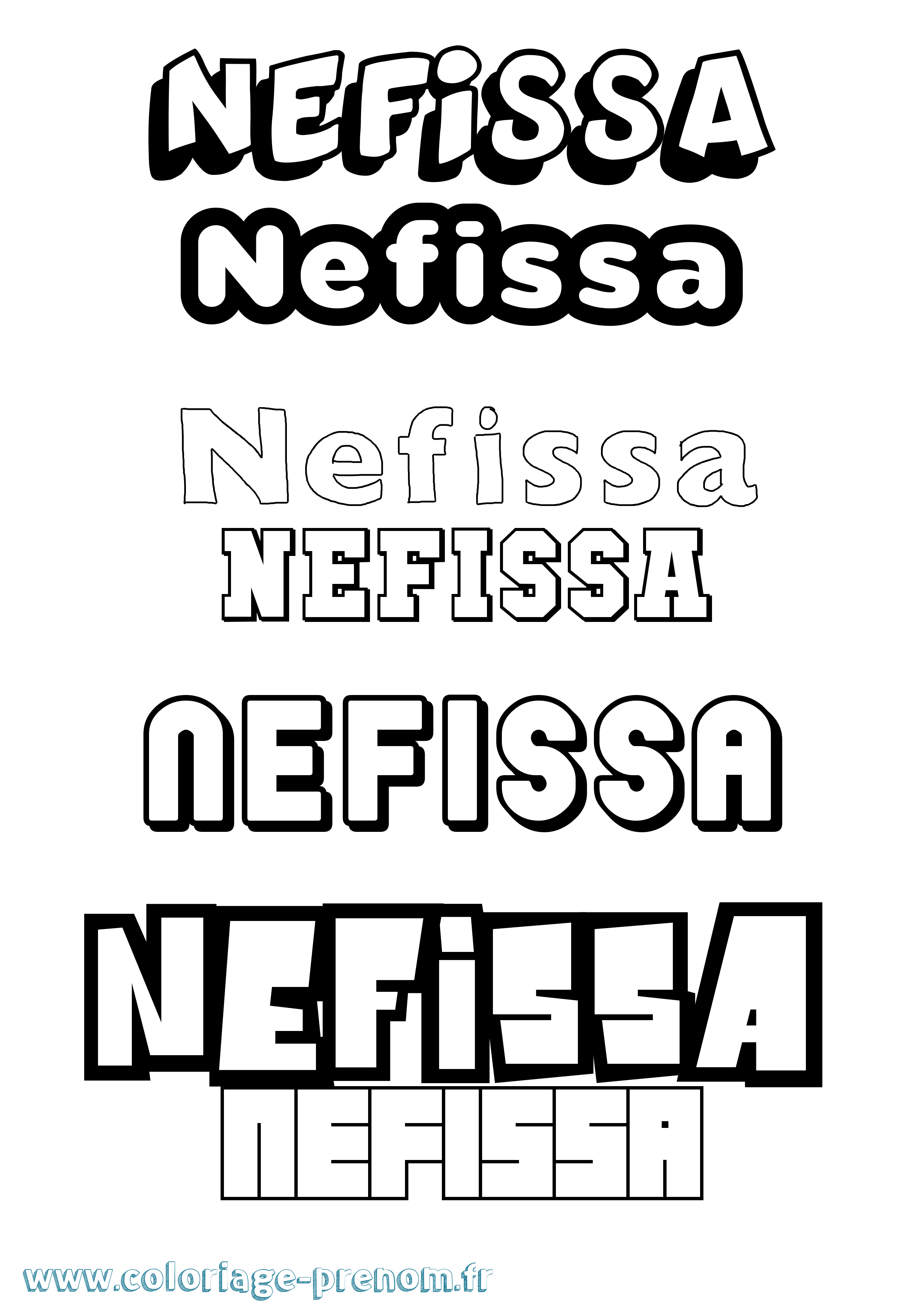 Coloriage Nefissa Simple Coloriage prénom Nefissa Simple