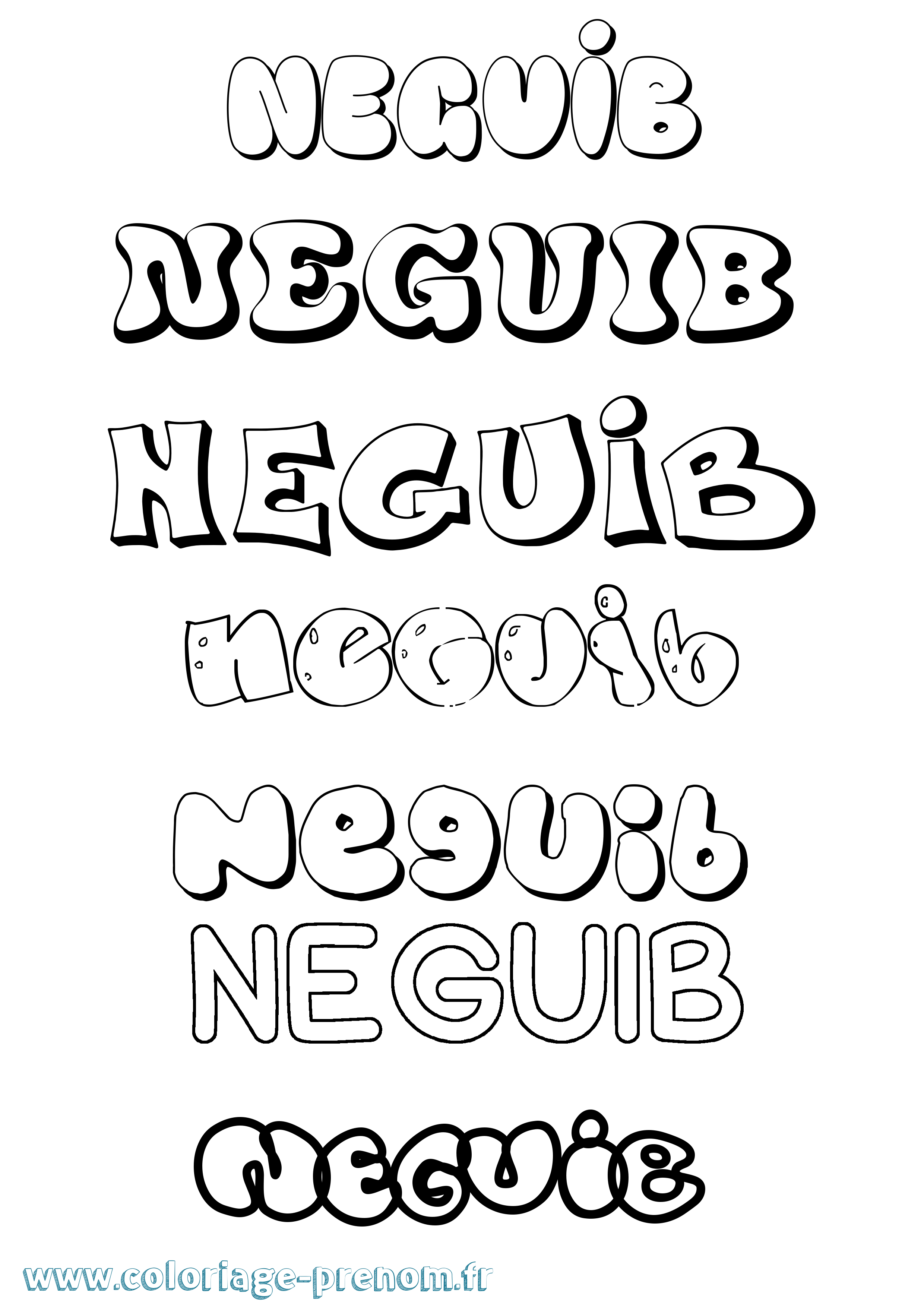 Coloriage Neguib Bubble Coloriage prénom Neguib Bubble