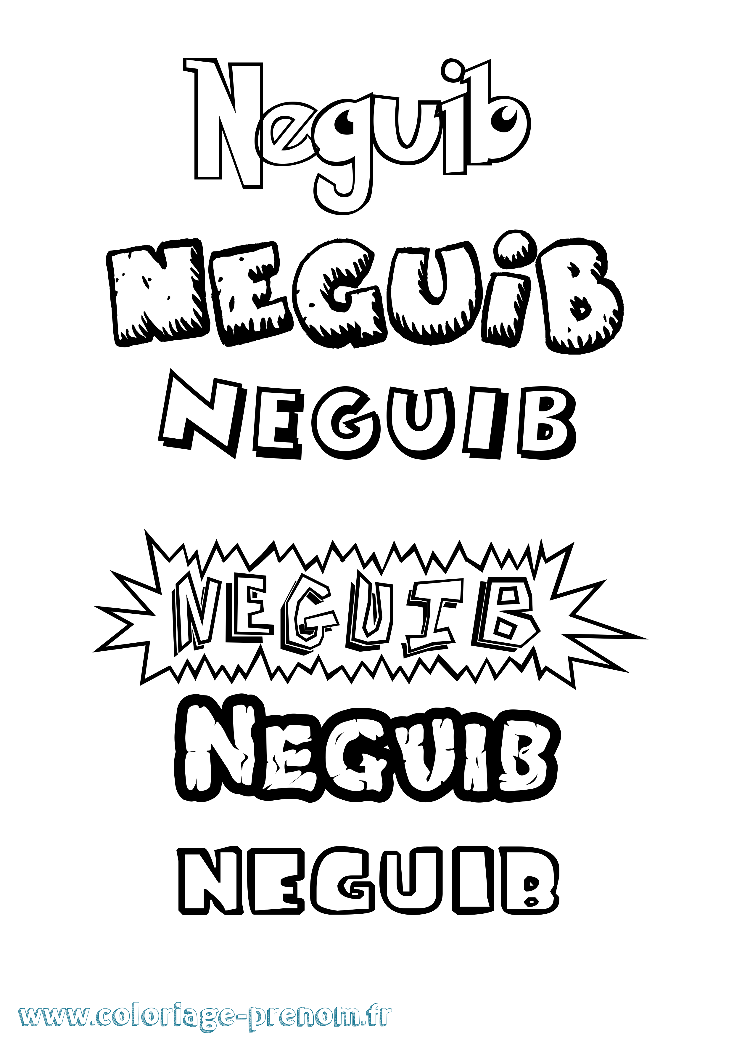 Coloriage Neguib Dessin Animé Coloriage prénom Neguib Dessin Animé