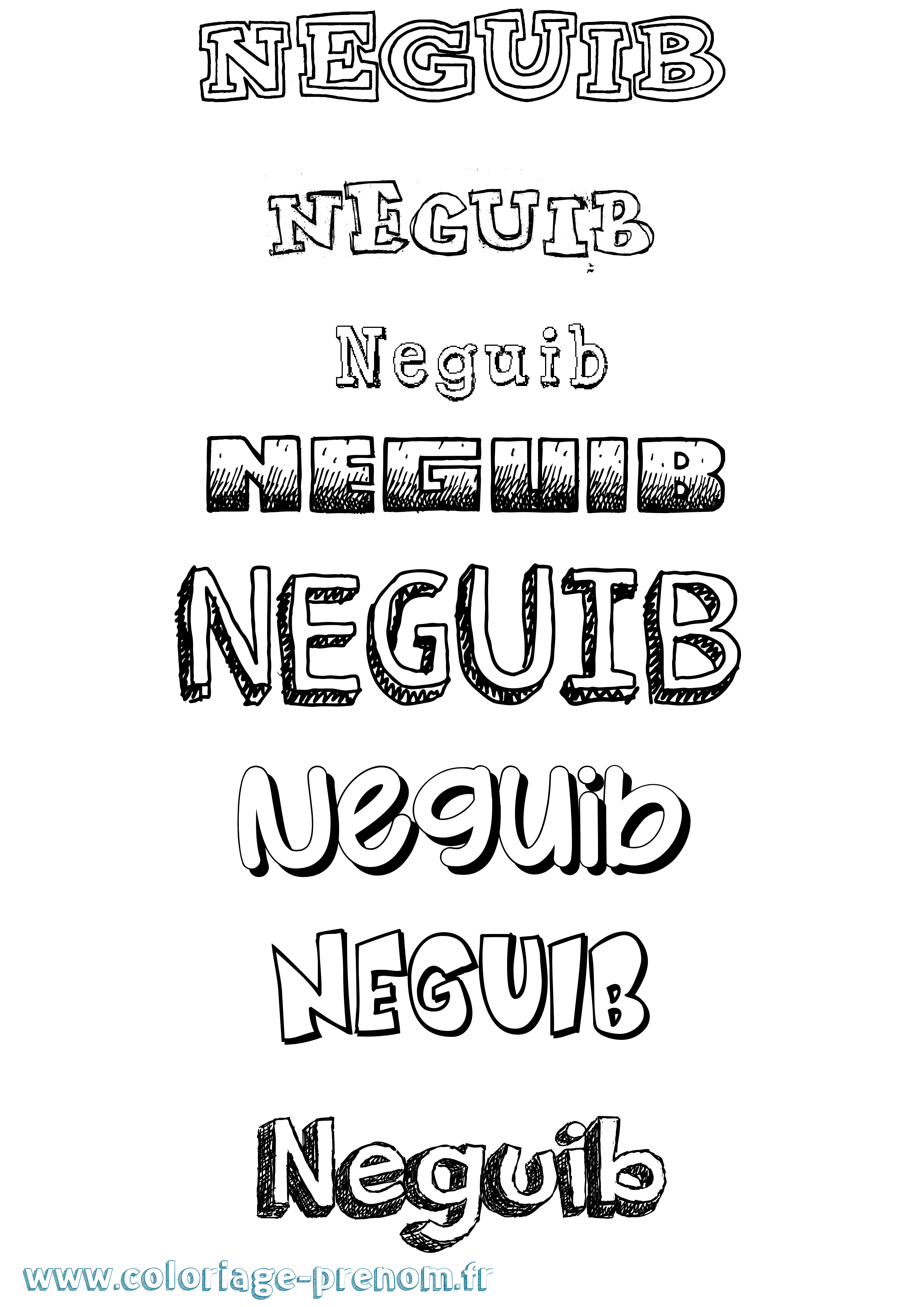 Coloriage Neguib Dessiné Coloriage prénom Neguib Dessiné