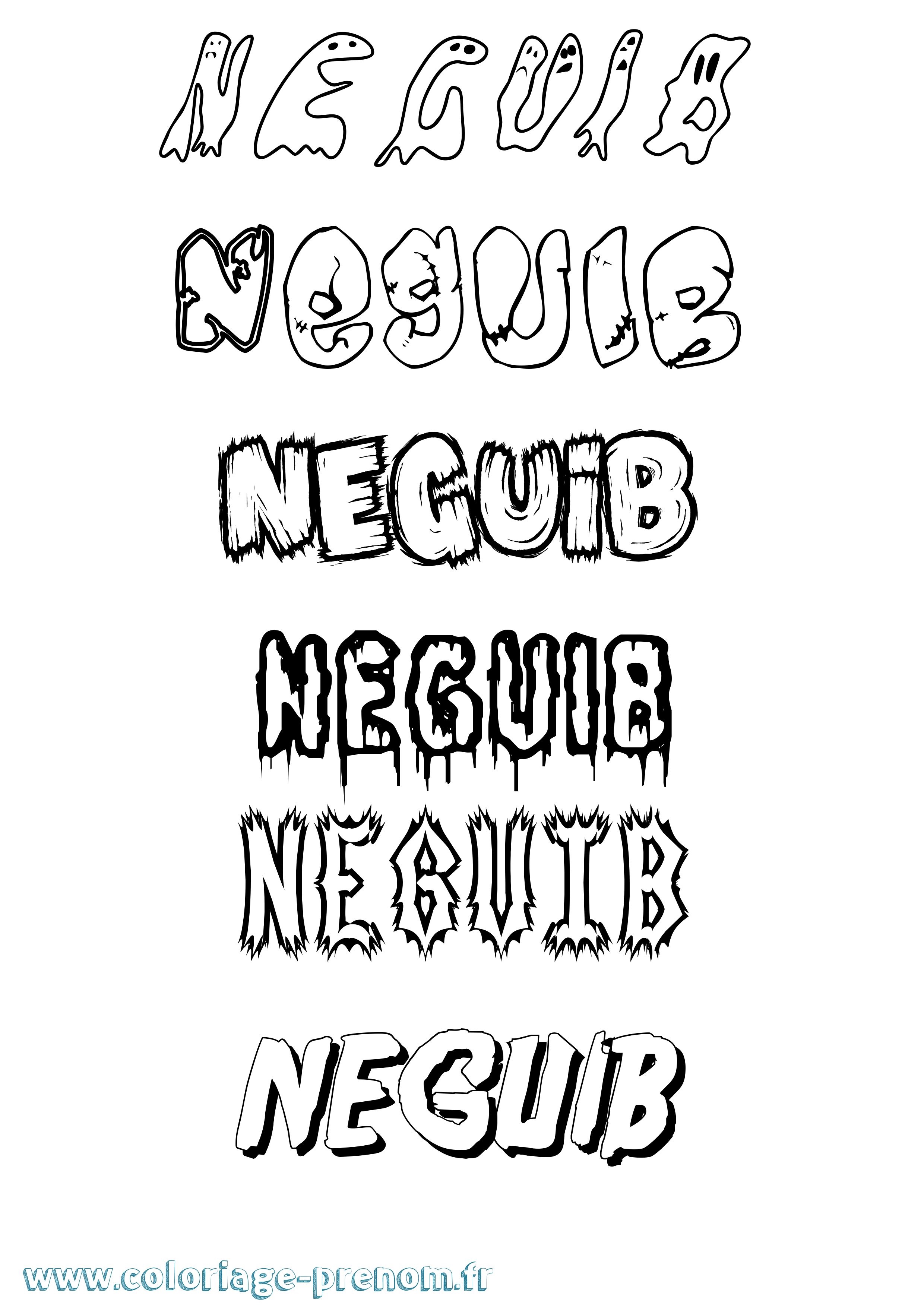 Coloriage Neguib Frisson Coloriage prénom Neguib Frisson