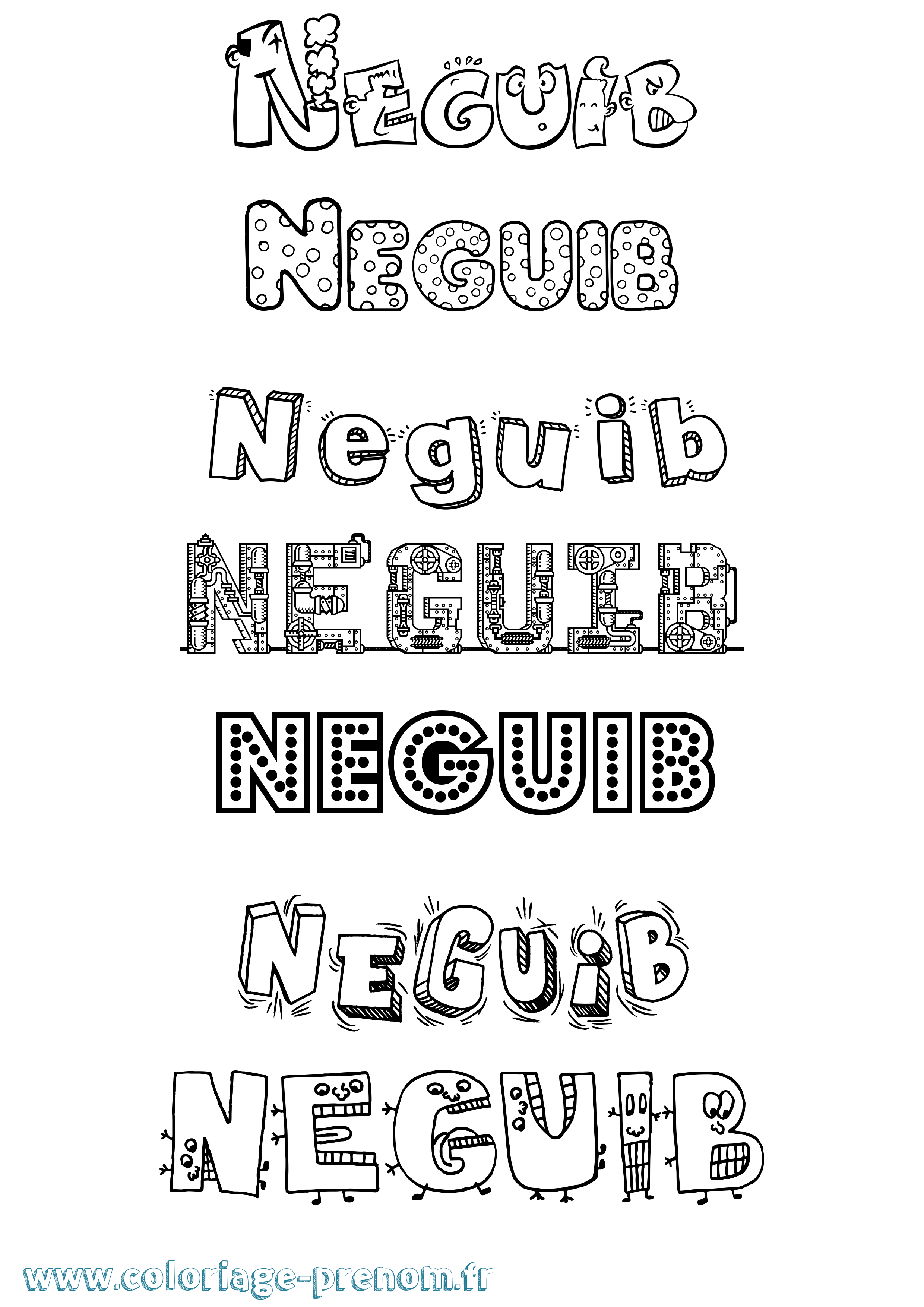 Coloriage Neguib Fun Coloriage prénom Neguib Fun