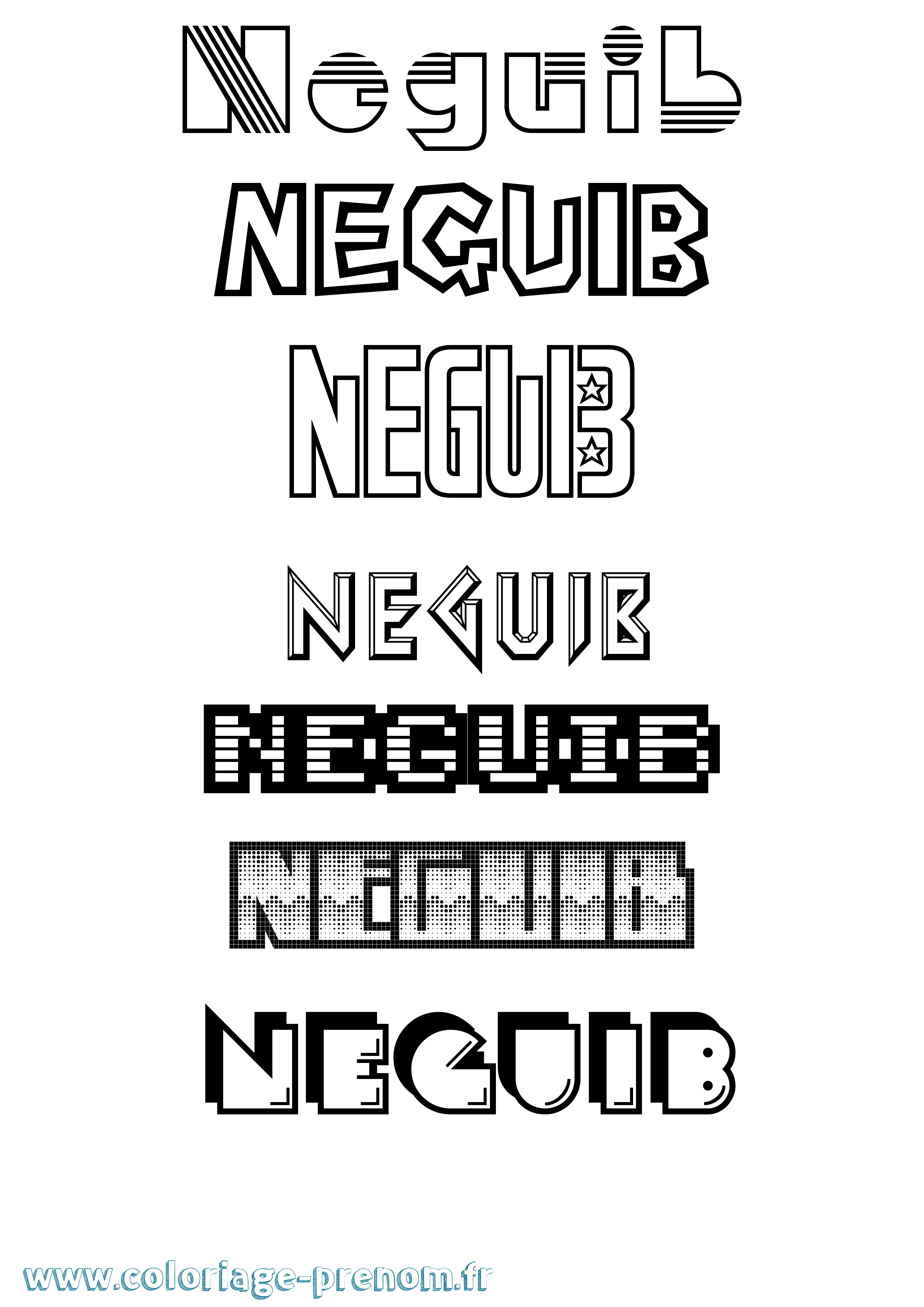 Coloriage Neguib Jeux Vidéos Coloriage prénom Neguib Jeux Vidéos