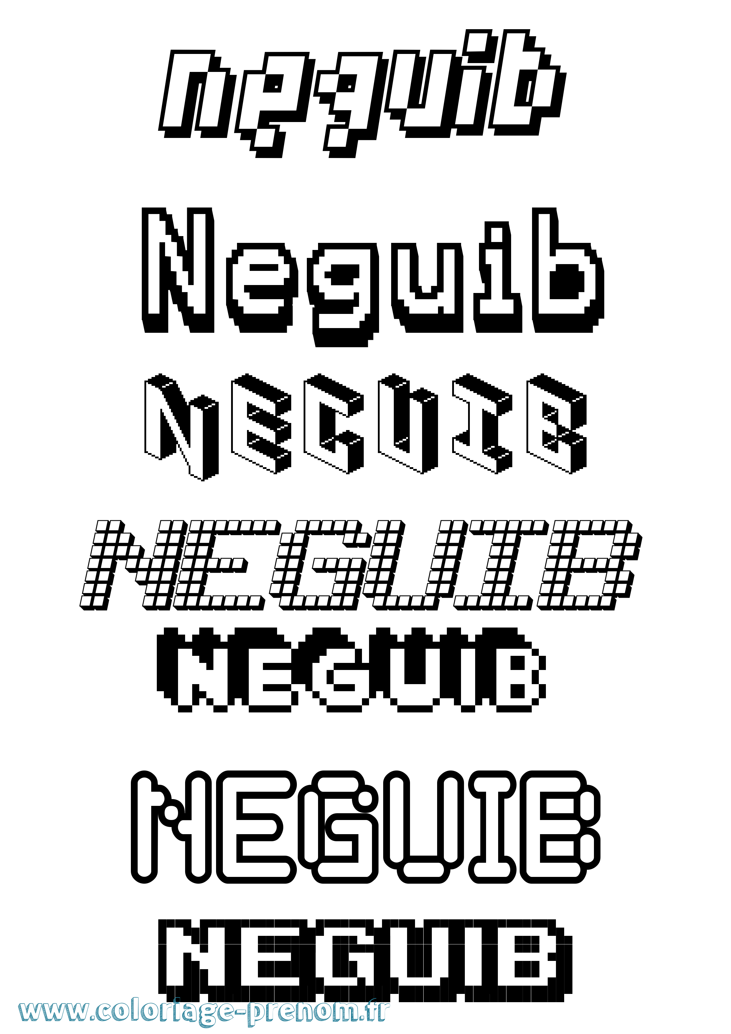 Coloriage Neguib Pixel Coloriage prénom Neguib Pixel
