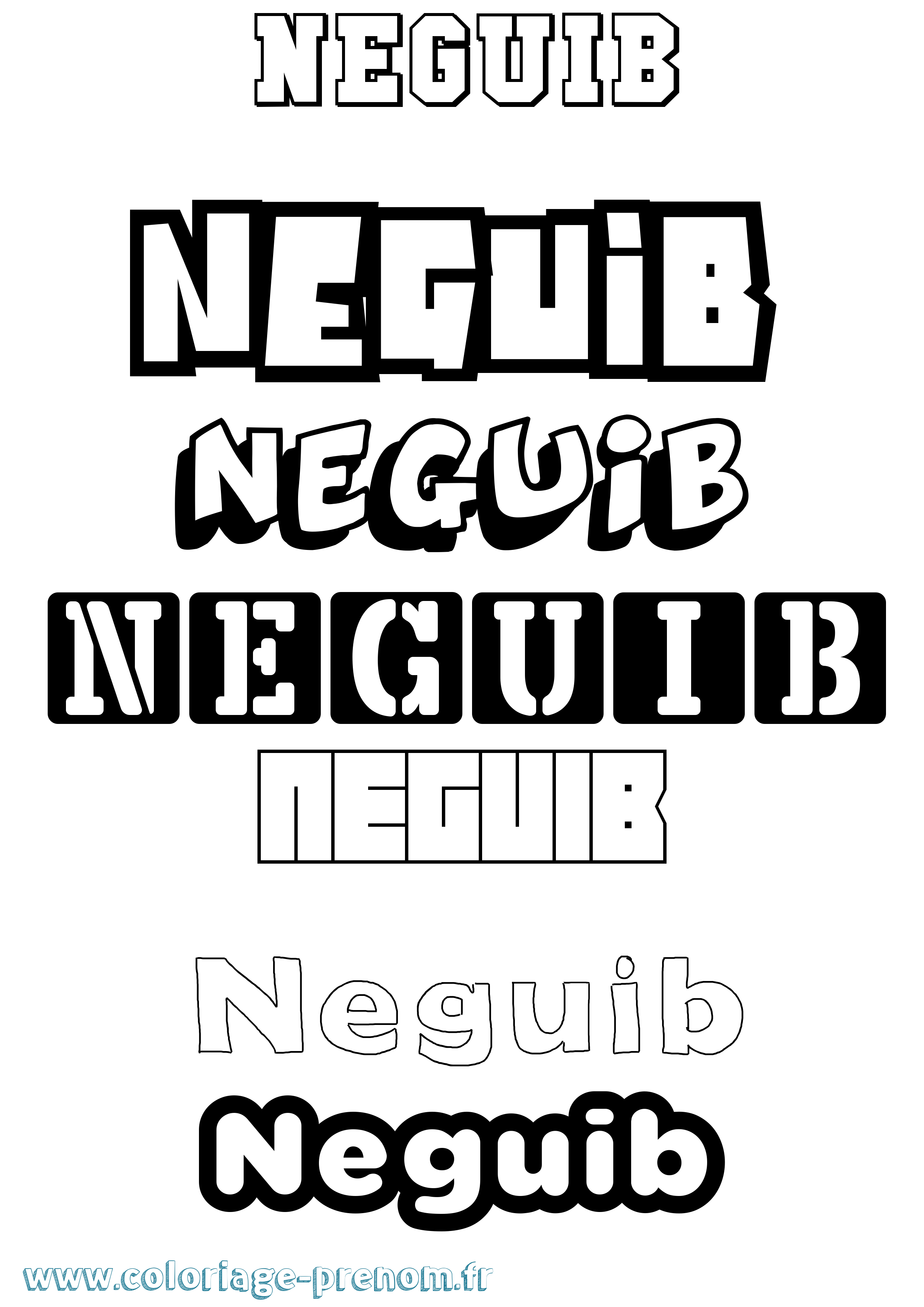 Coloriage Neguib Simple Coloriage prénom Neguib Simple
