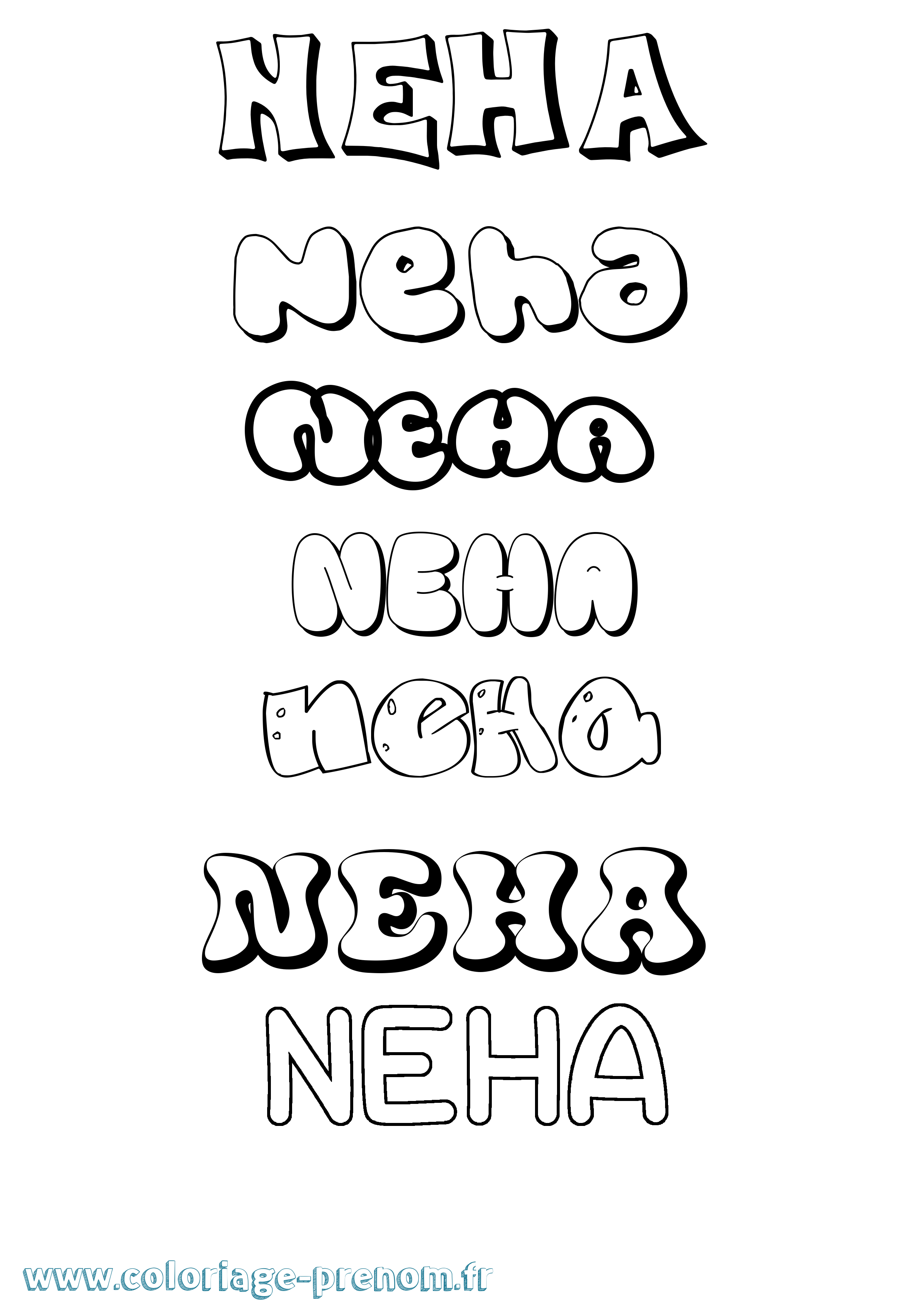 Coloriage Neha Bubble Coloriage prénom Neha Bubble
