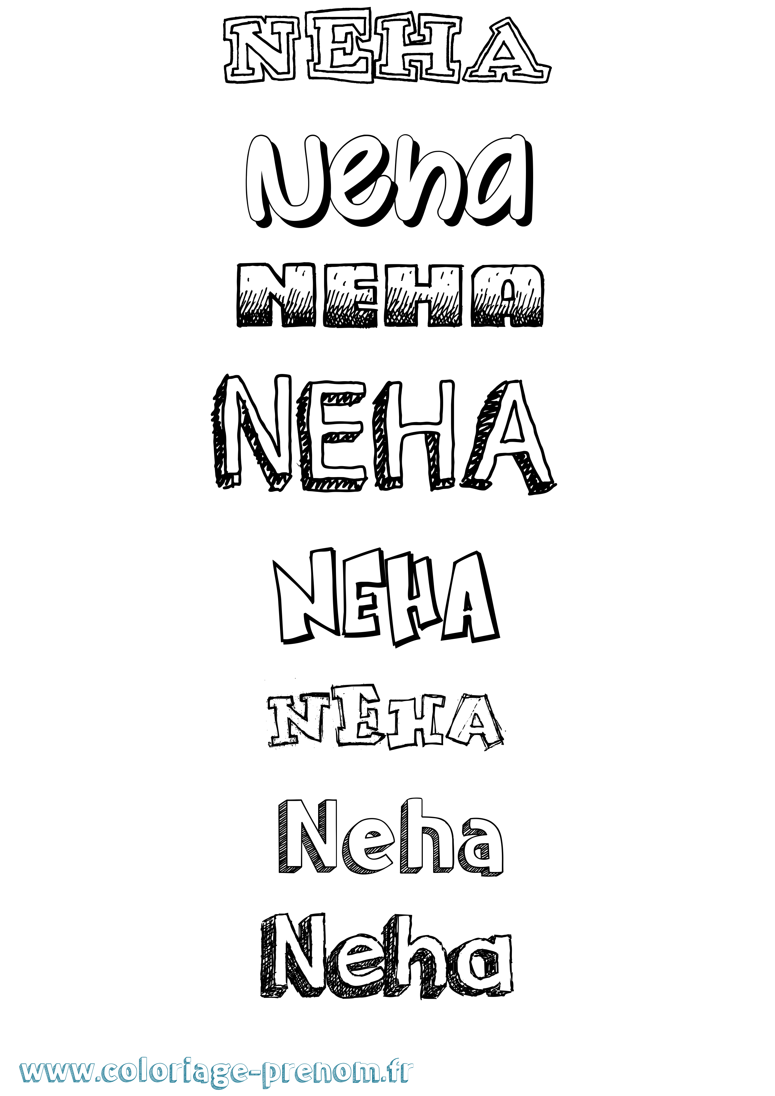 Coloriage Neha Dessiné Coloriage prénom Neha Dessiné