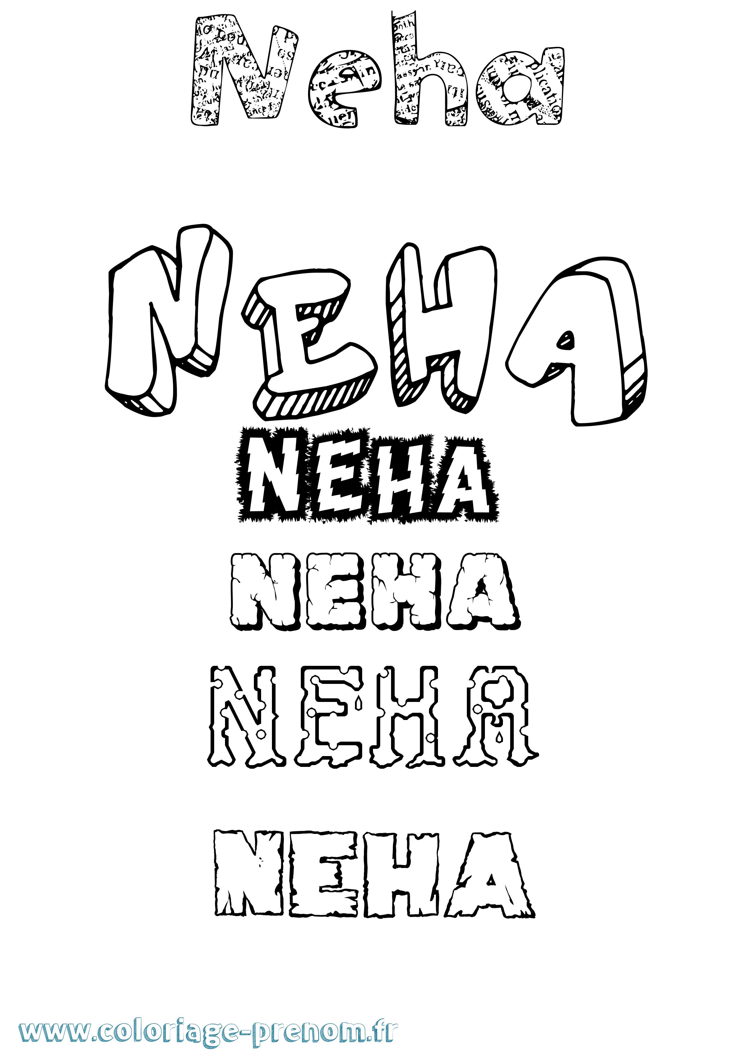 Coloriage Neha Destructuré Coloriage prénom Neha Destructuré