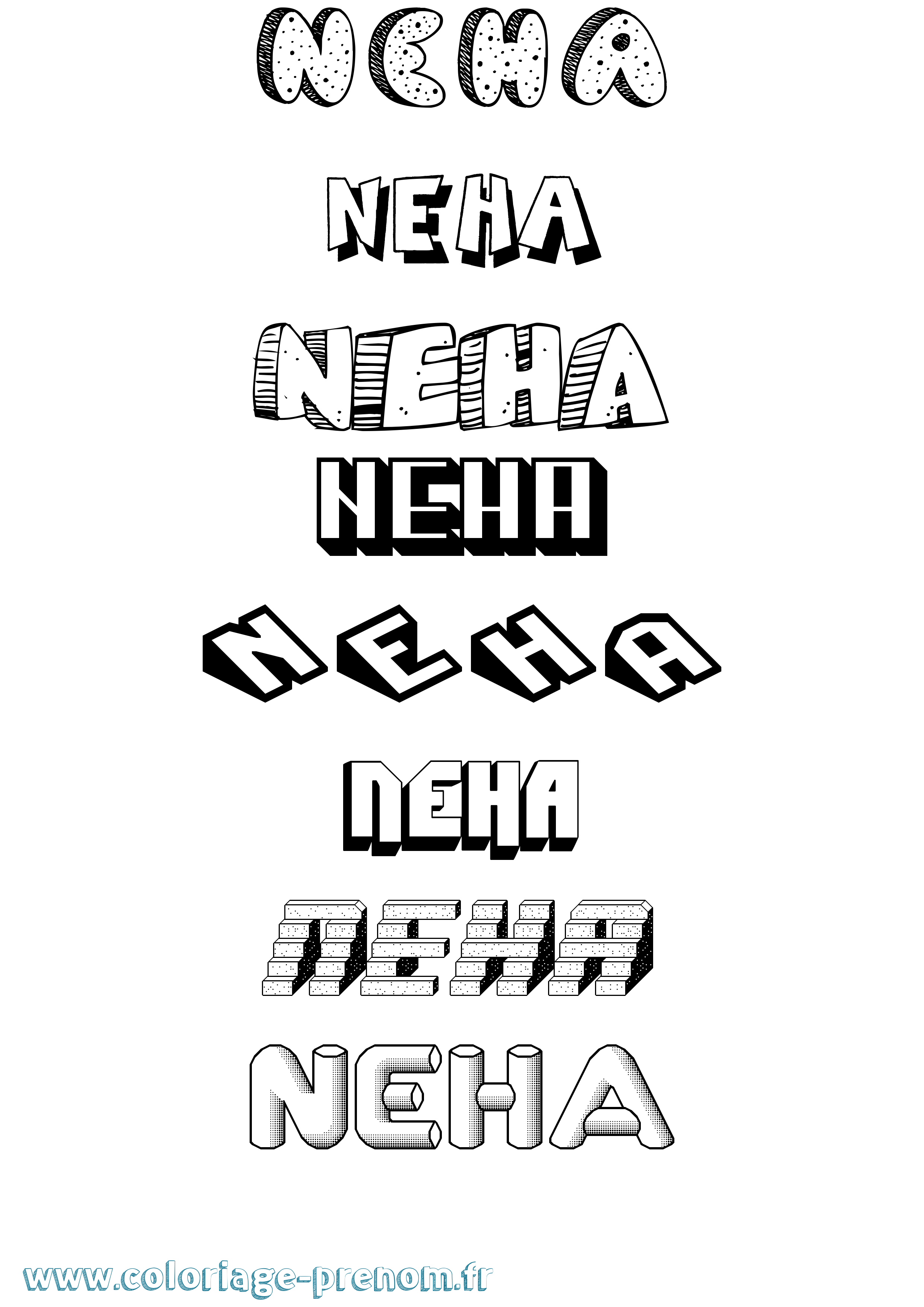 Coloriage Neha Effet 3D Coloriage prénom Neha Effet 3D