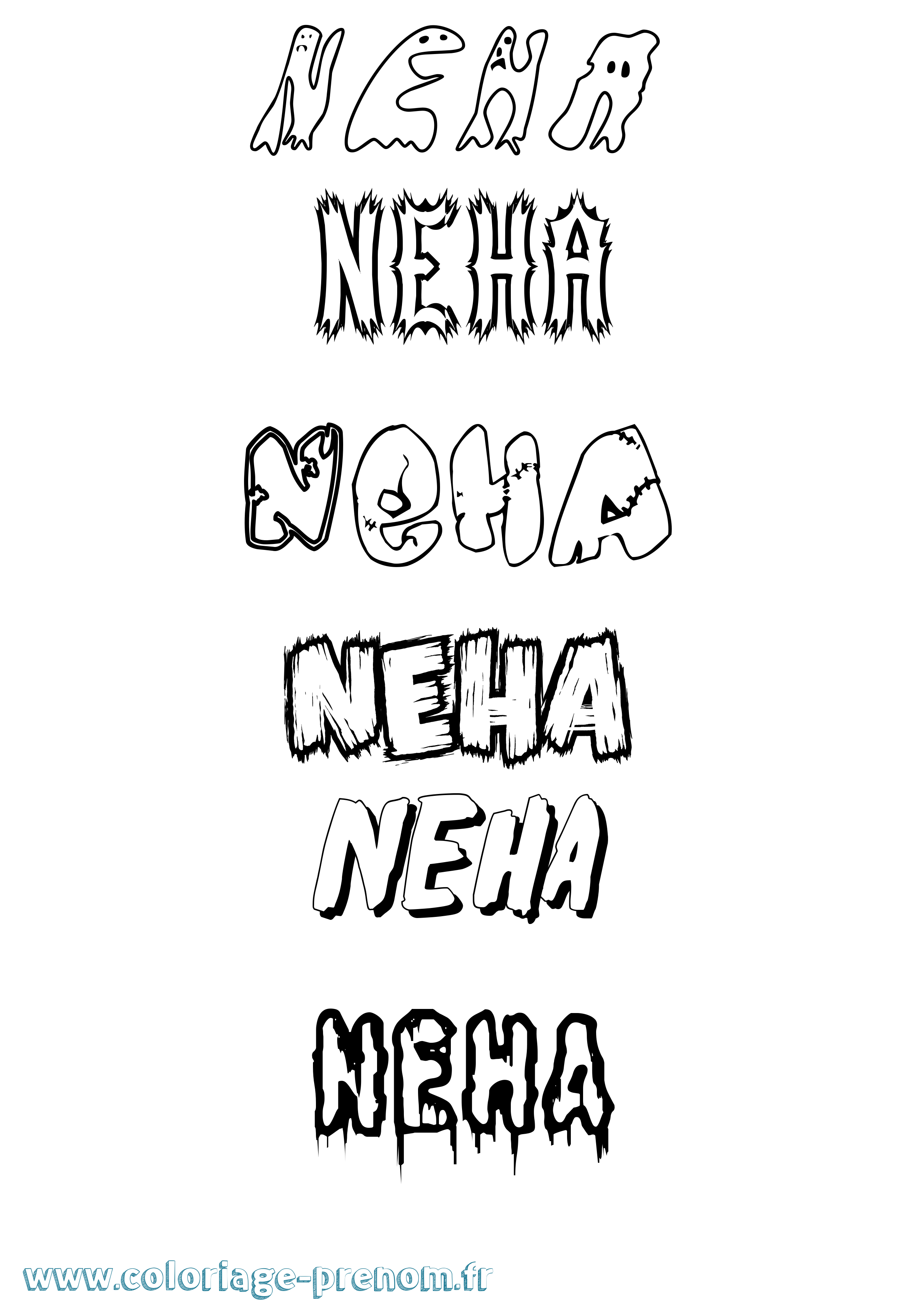 Coloriage Neha Frisson Coloriage prénom Neha Frisson