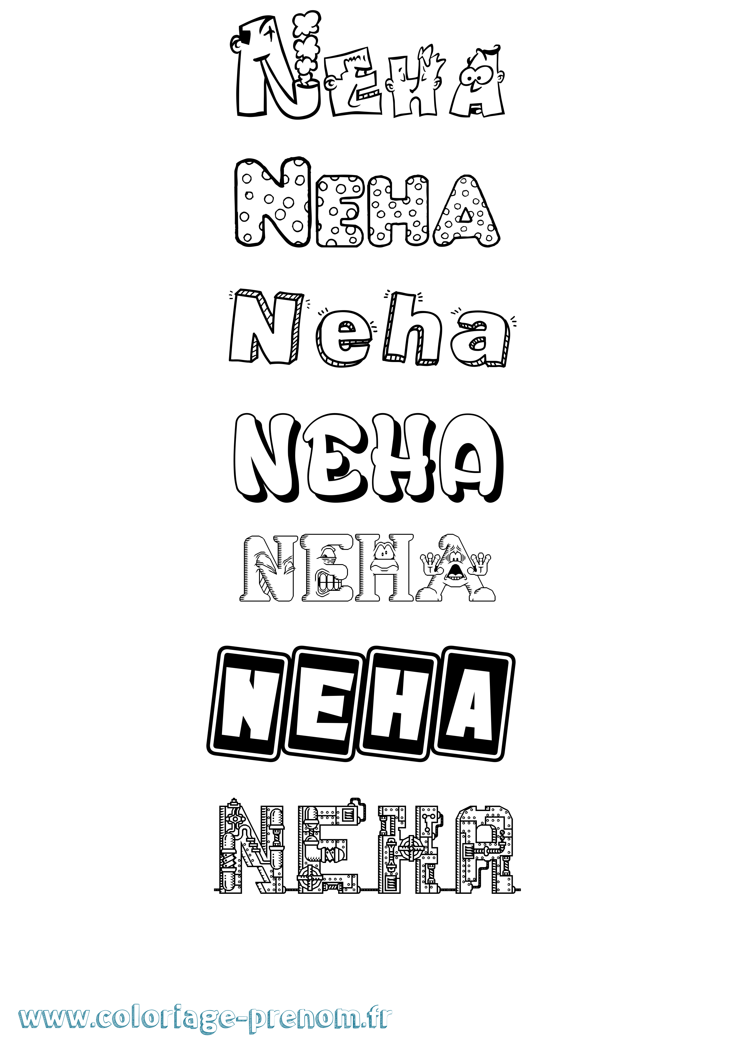 Coloriage Neha Fun Coloriage prénom Neha Fun