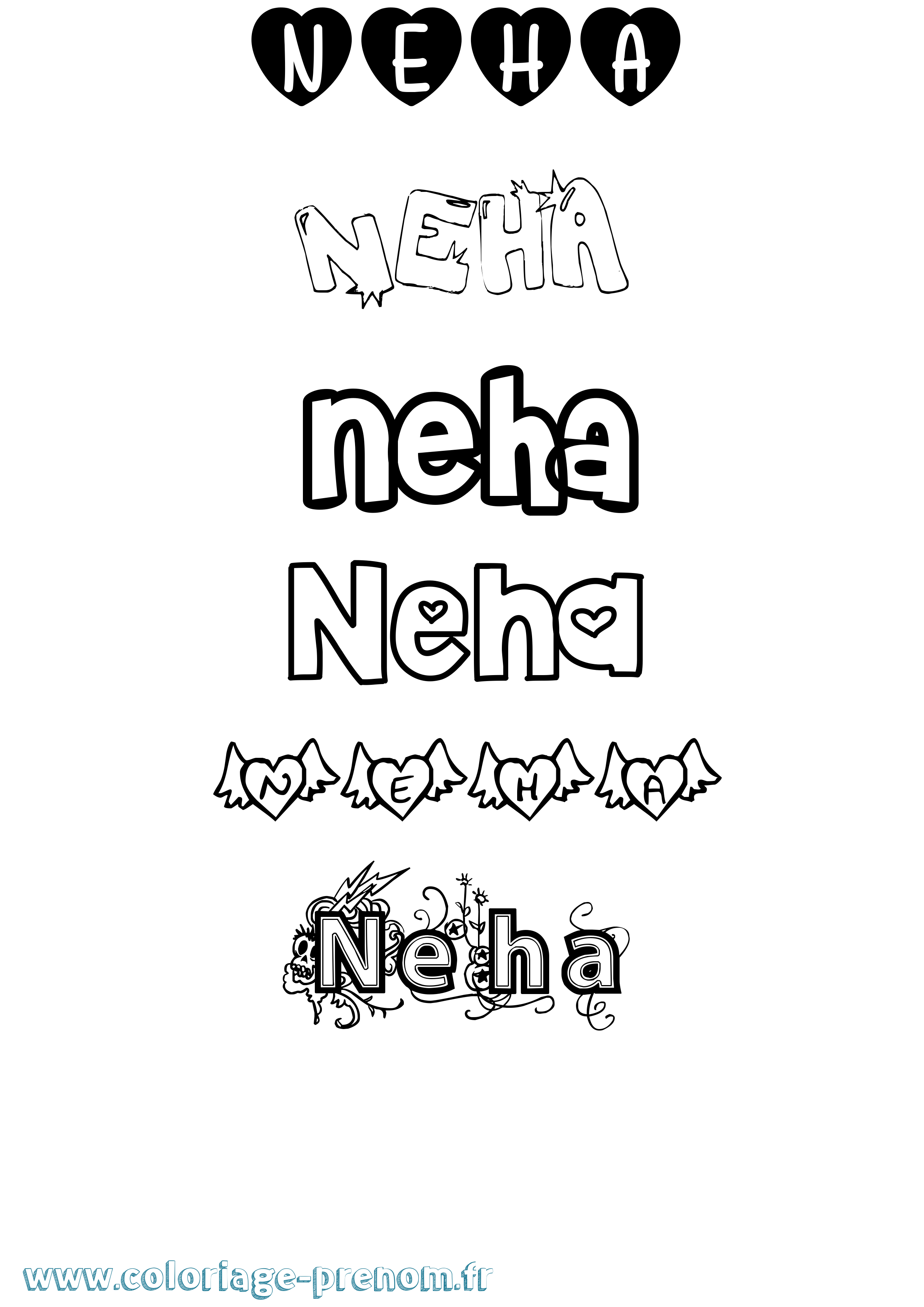 Coloriage Neha Girly Coloriage prénom Neha Girly