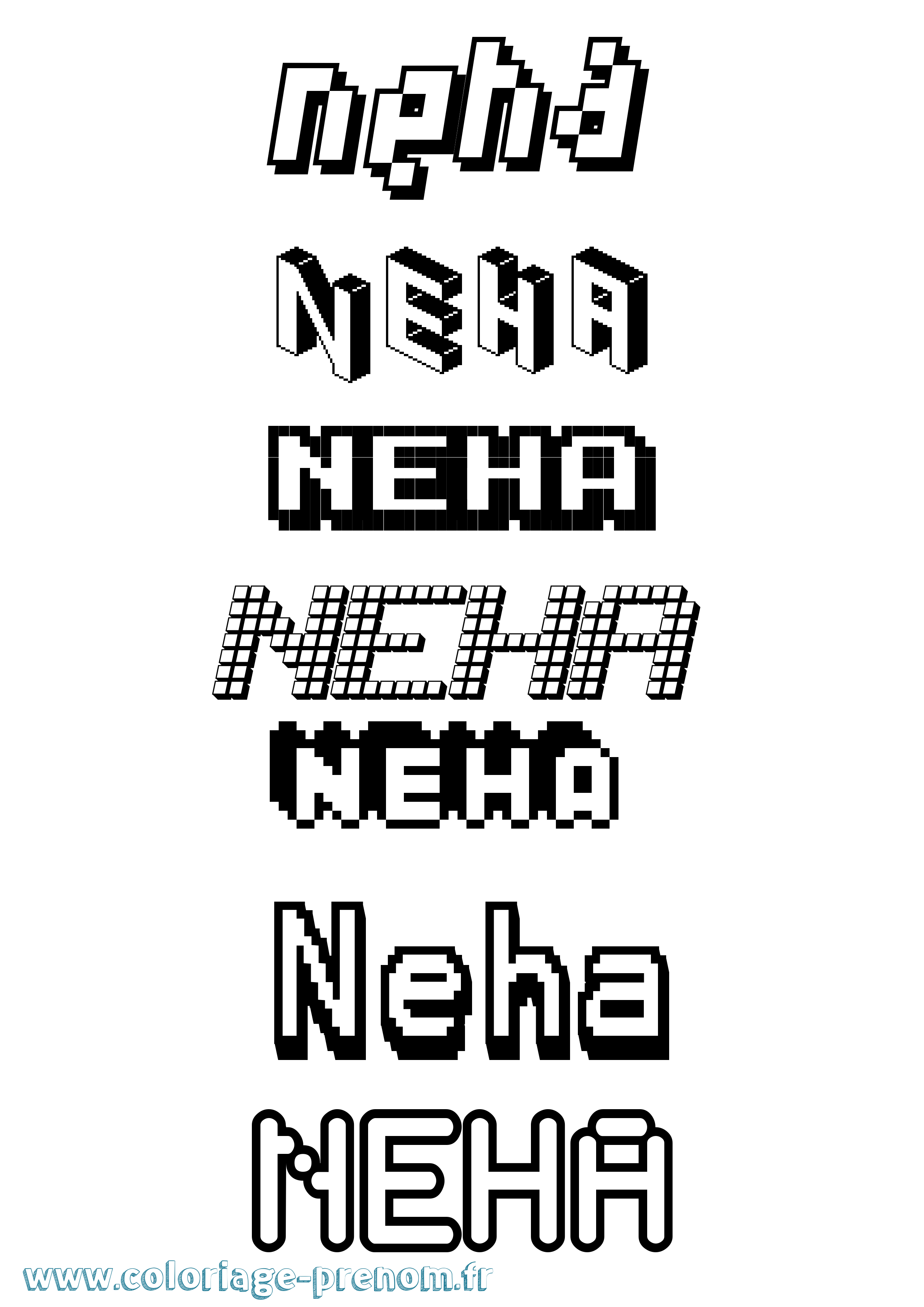 Coloriage Neha Pixel Coloriage prénom Neha Pixel