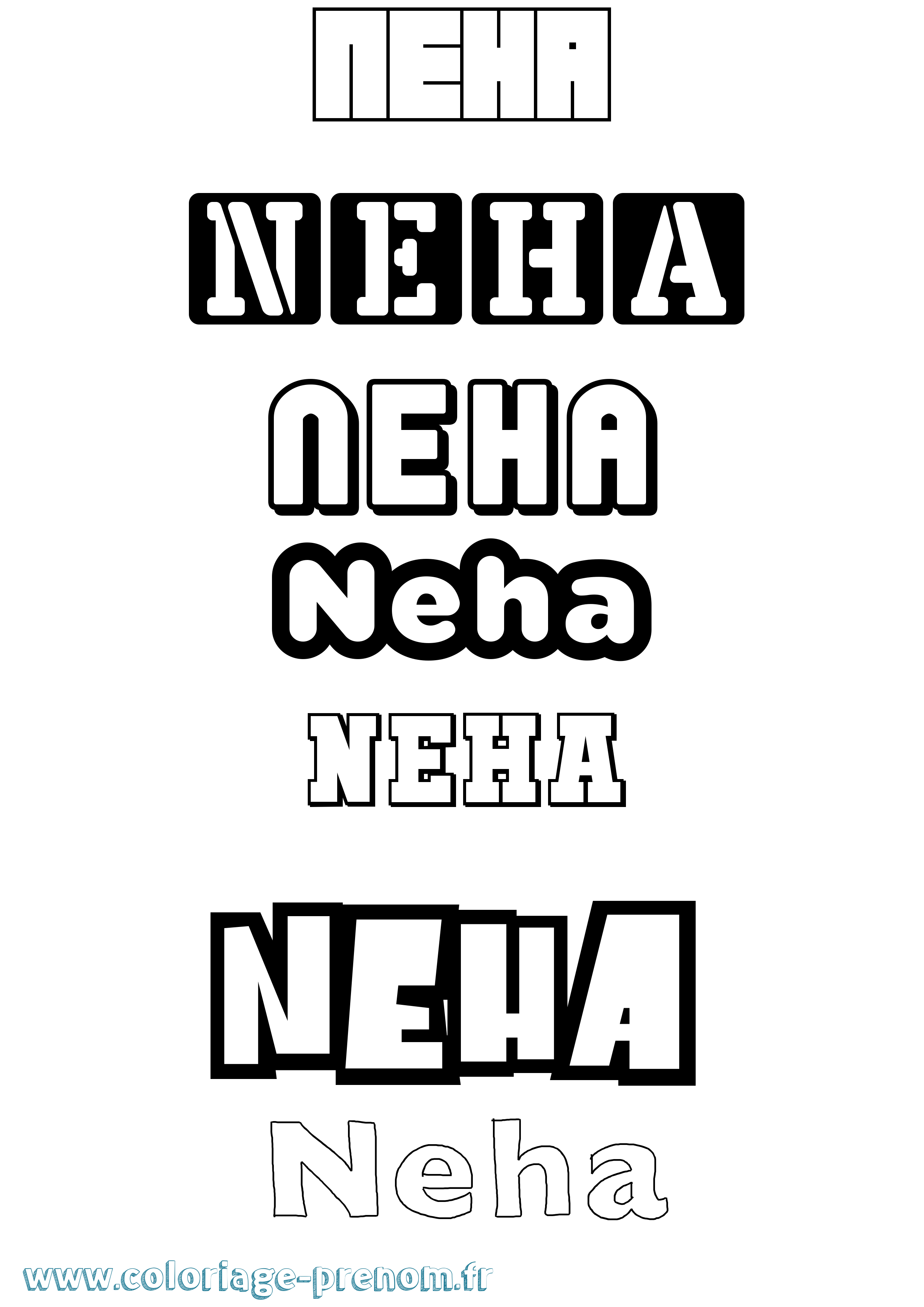 Coloriage Neha Simple Coloriage prénom Neha Simple