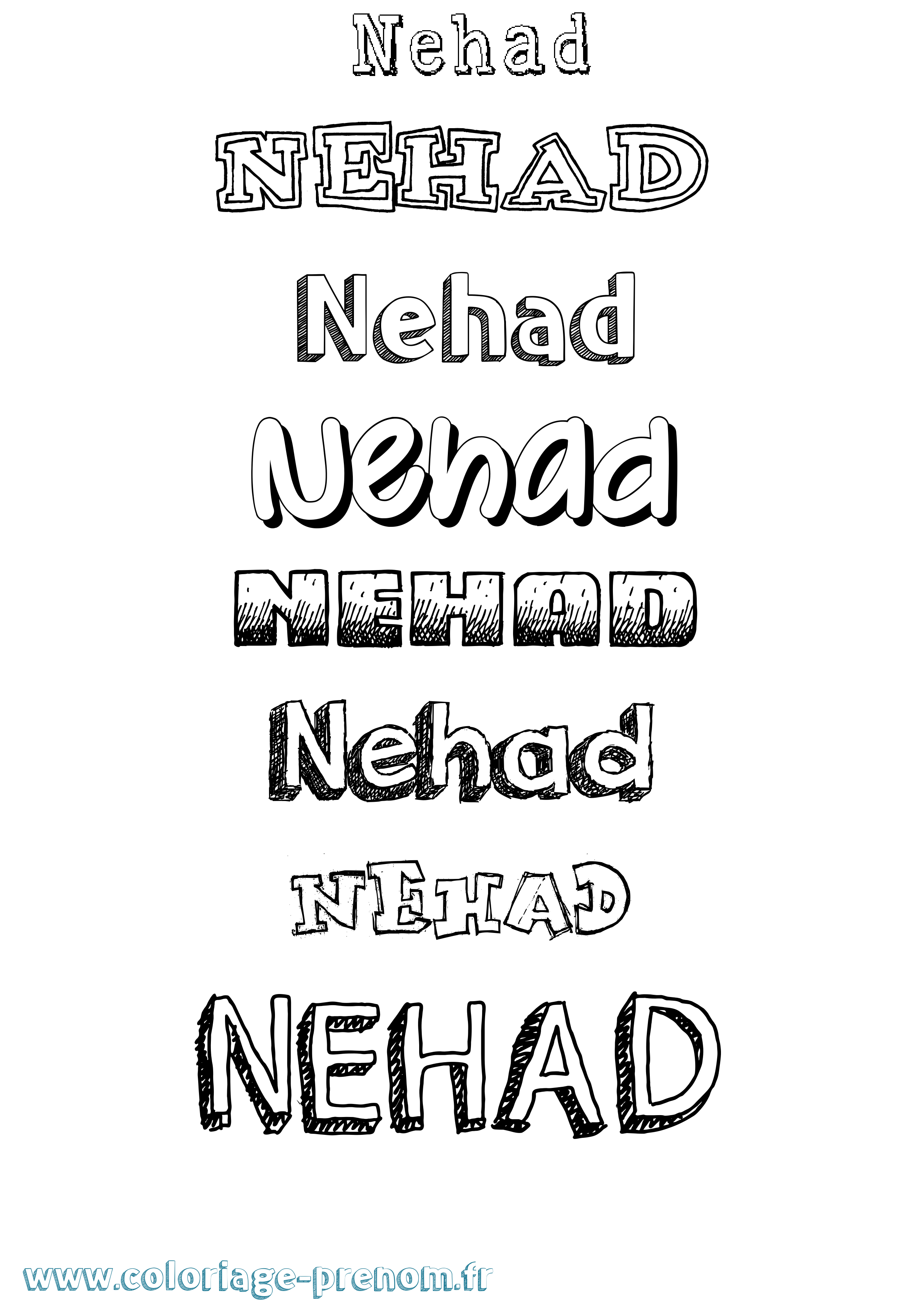 Coloriage Nehad Dessiné Coloriage prénom Nehad Dessiné