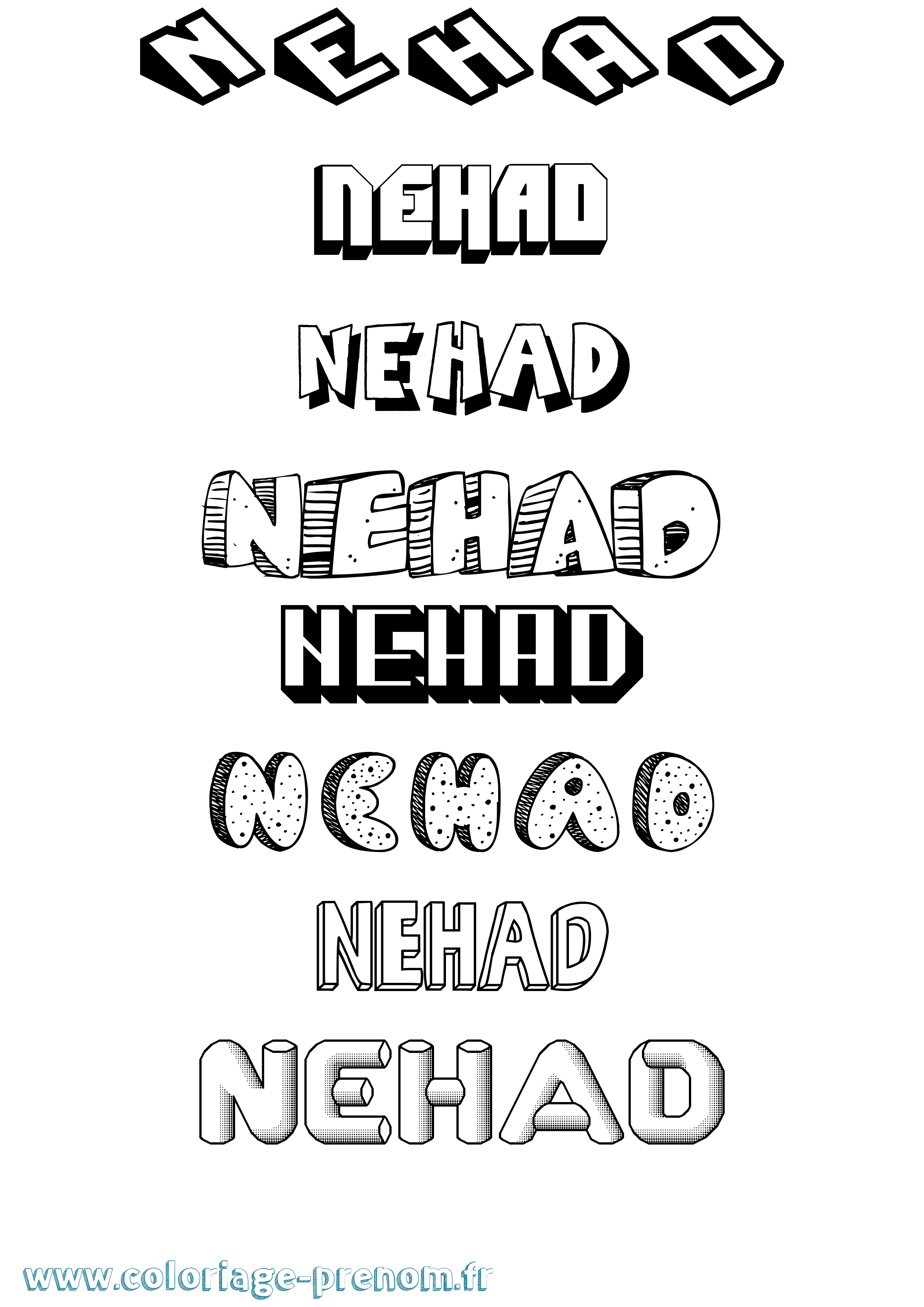 Coloriage Nehad Effet 3D Coloriage prénom Nehad Effet 3D
