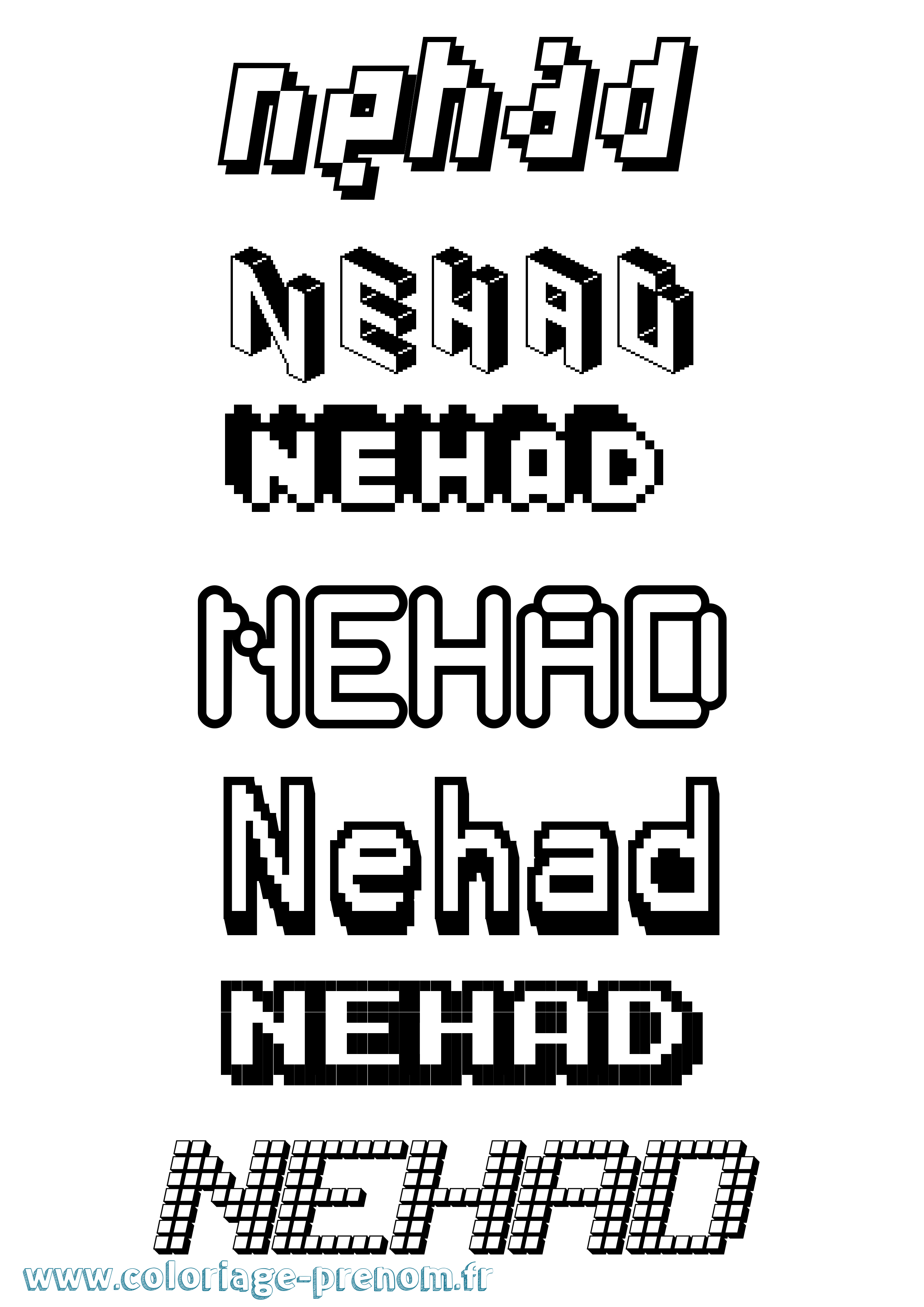 Coloriage Nehad Pixel Coloriage prénom Nehad Pixel