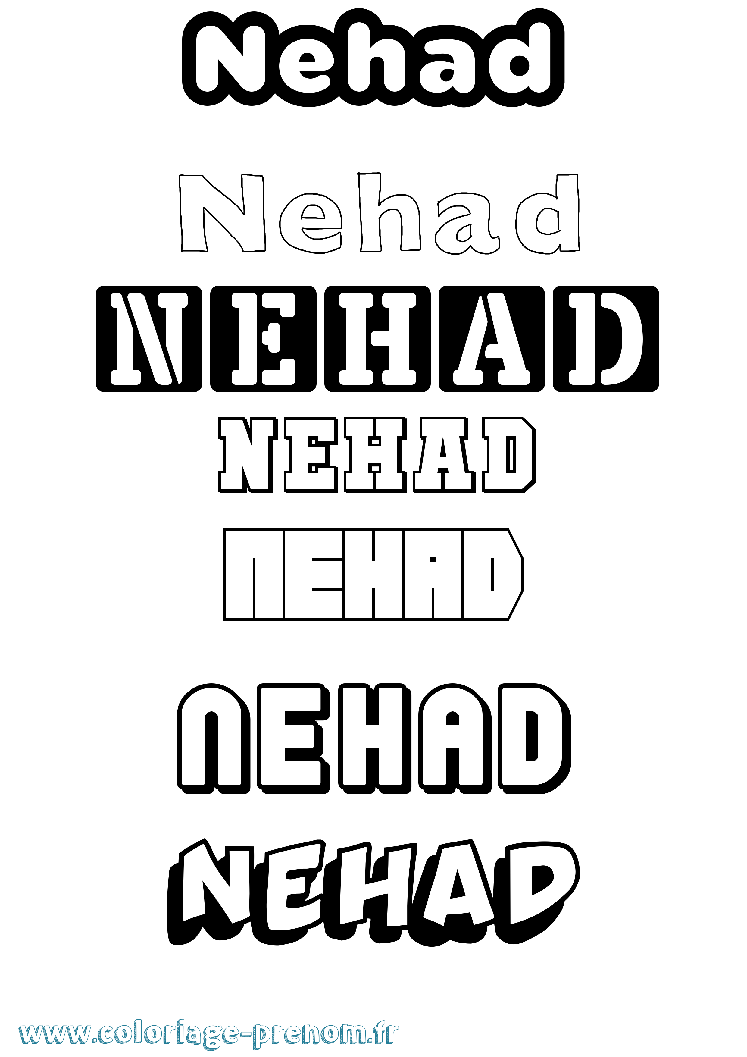 Coloriage Nehad Simple Coloriage prénom Nehad Simple