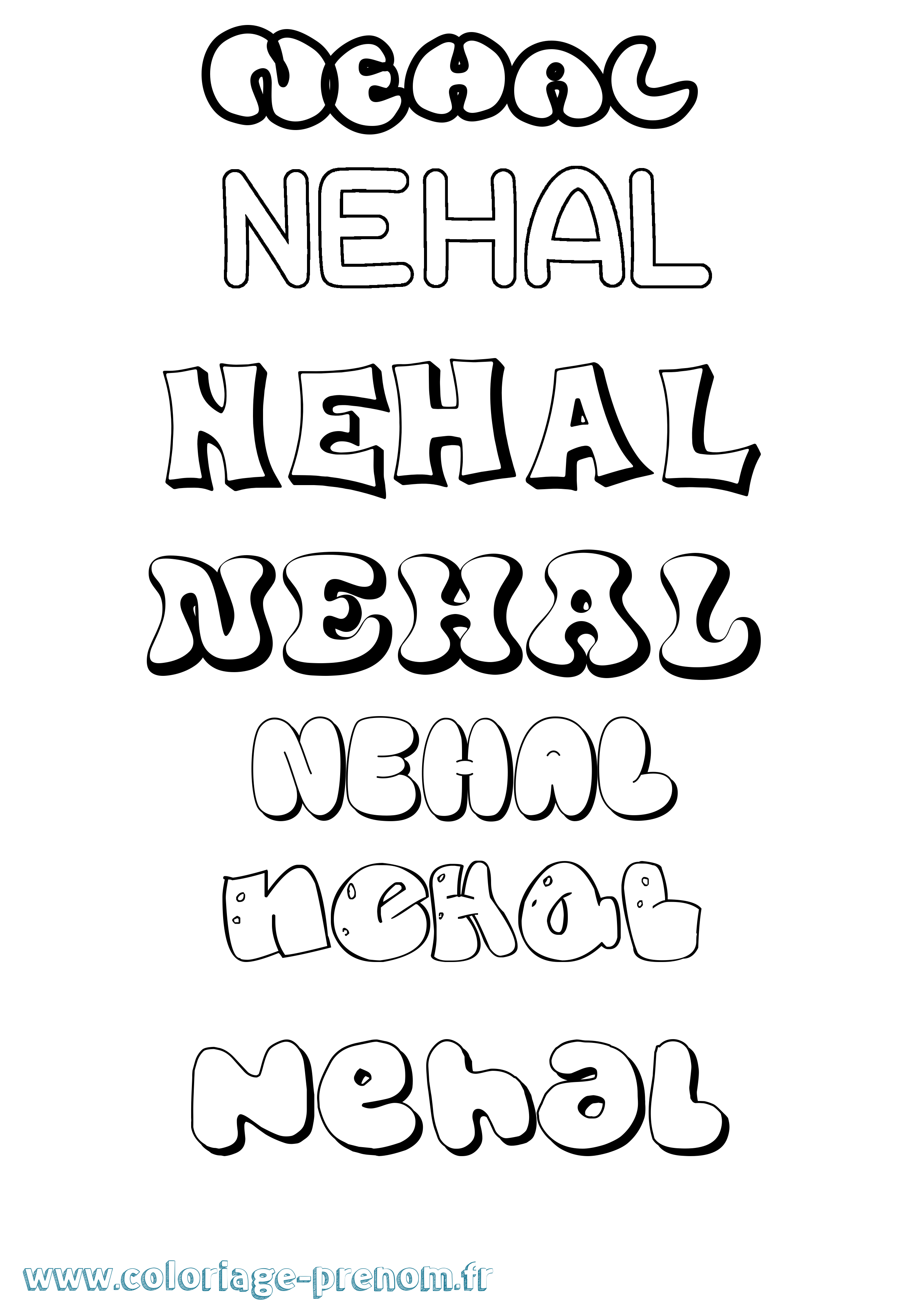 Coloriage Nehal Bubble Coloriage prénom Nehal Bubble