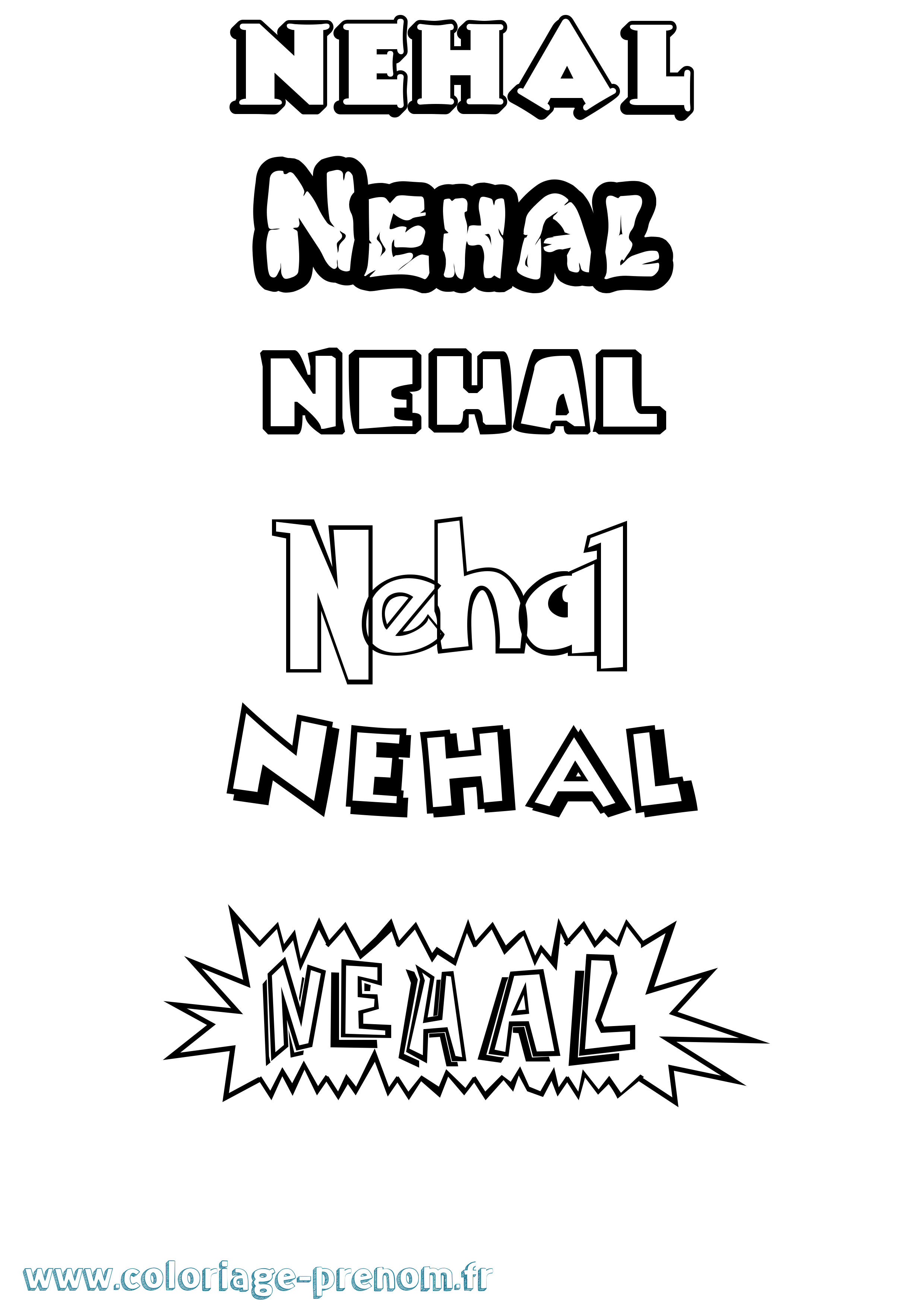 Coloriage Nehal Dessin Animé Coloriage prénom Nehal Dessin Animé