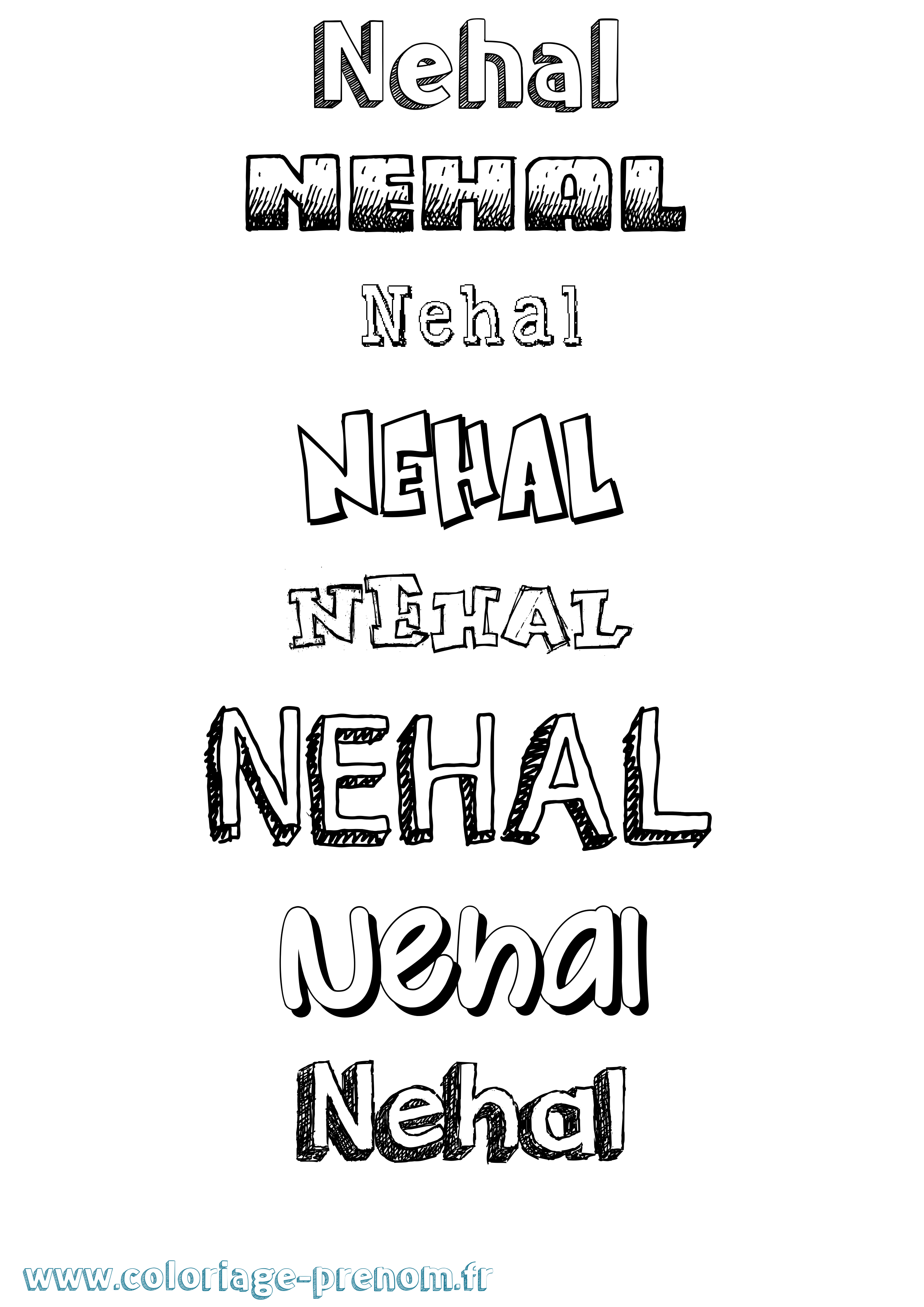 Coloriage Nehal Dessiné Coloriage prénom Nehal Dessiné