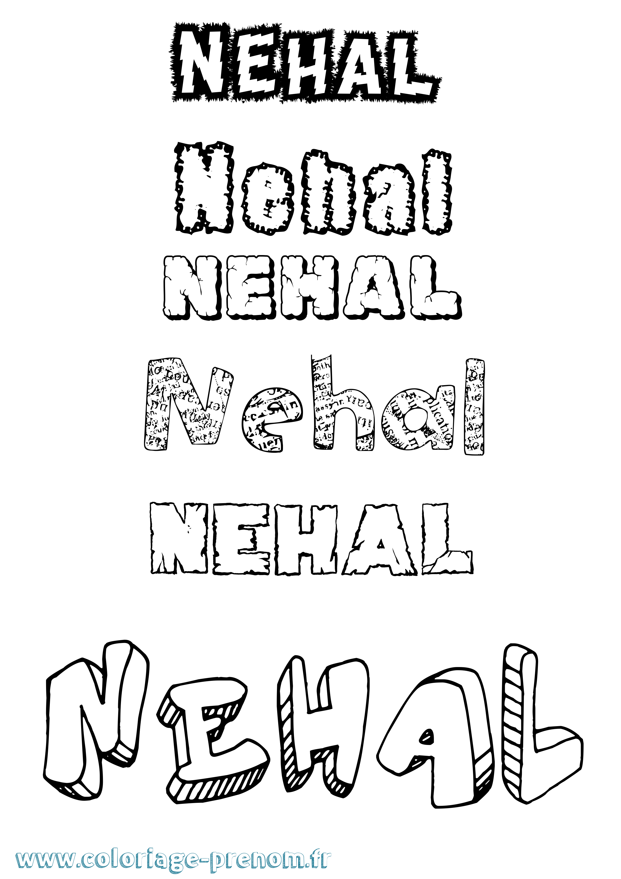 Coloriage Nehal Destructuré Coloriage prénom Nehal Destructuré