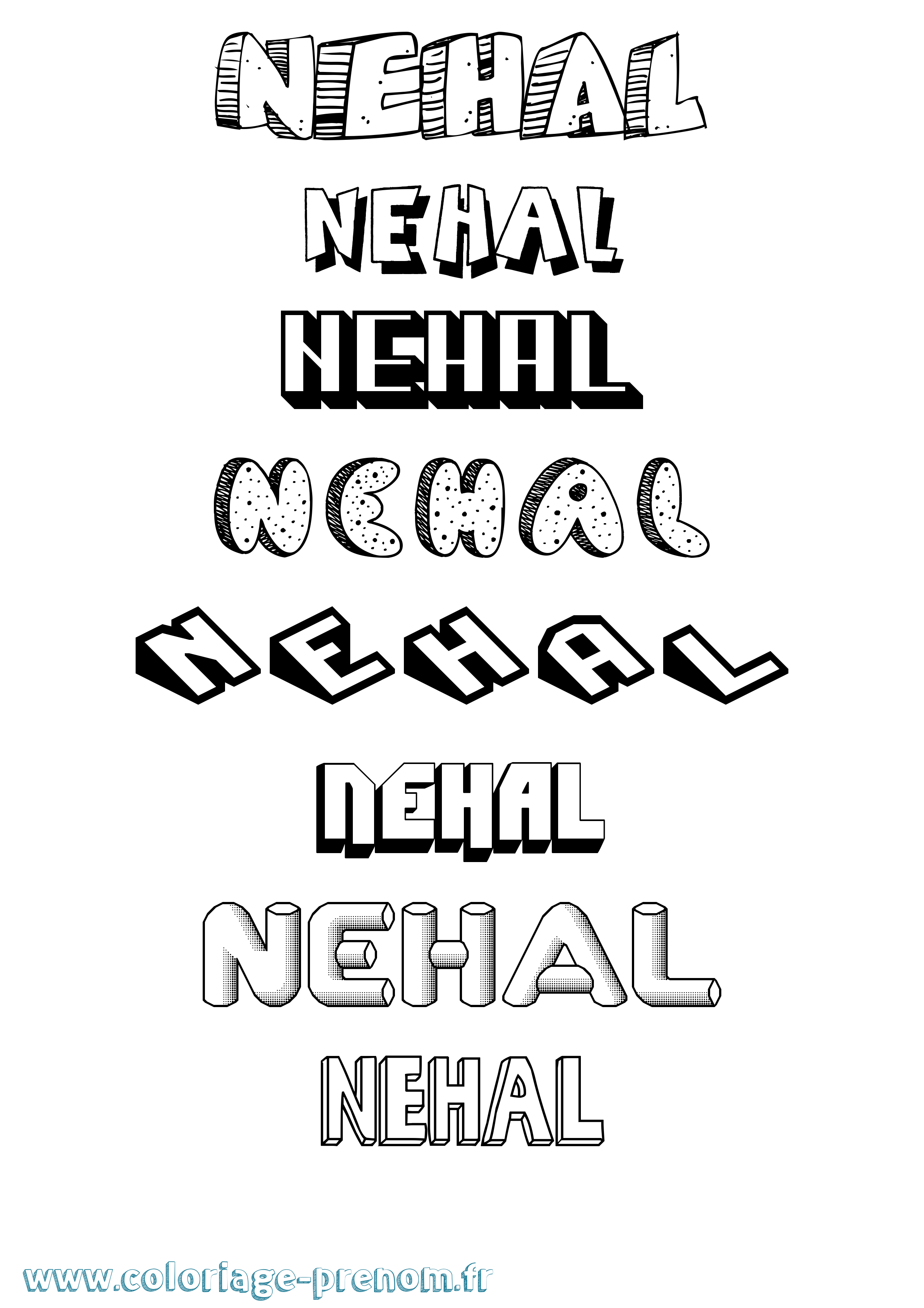 Coloriage Nehal Effet 3D Coloriage prénom Nehal Effet 3D