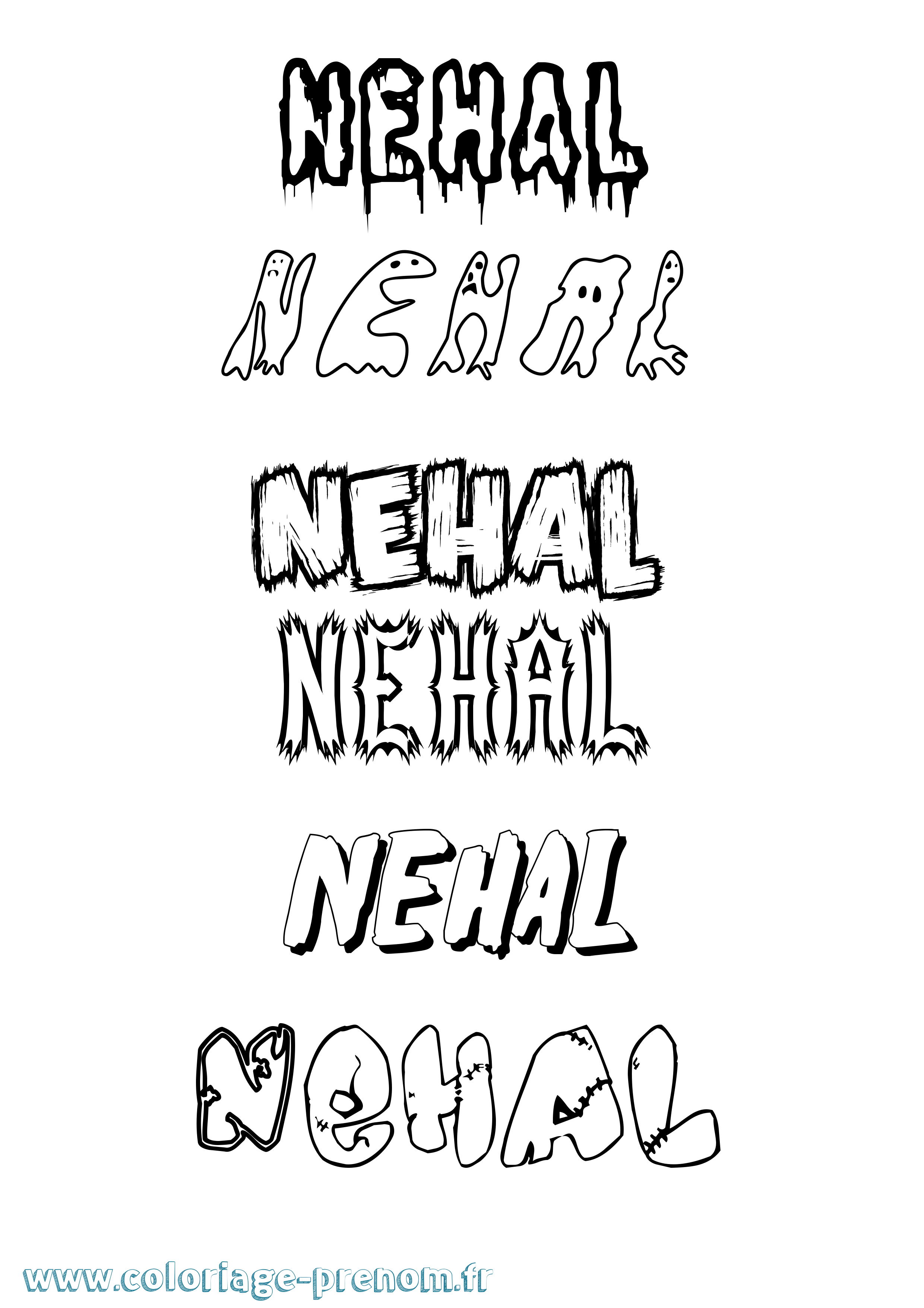 Coloriage Nehal Frisson Coloriage prénom Nehal Frisson