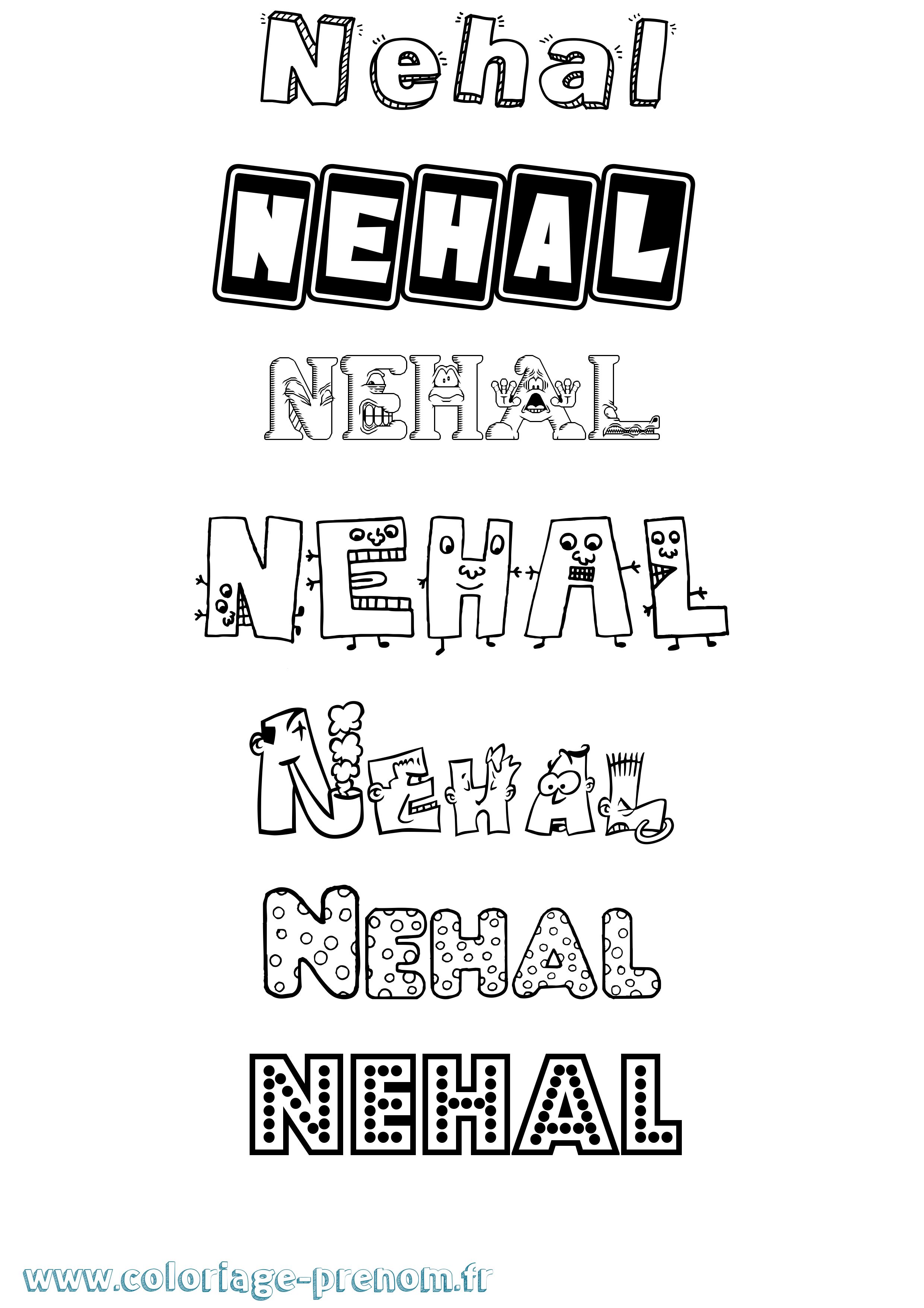 Coloriage Nehal Fun Coloriage prénom Nehal Fun