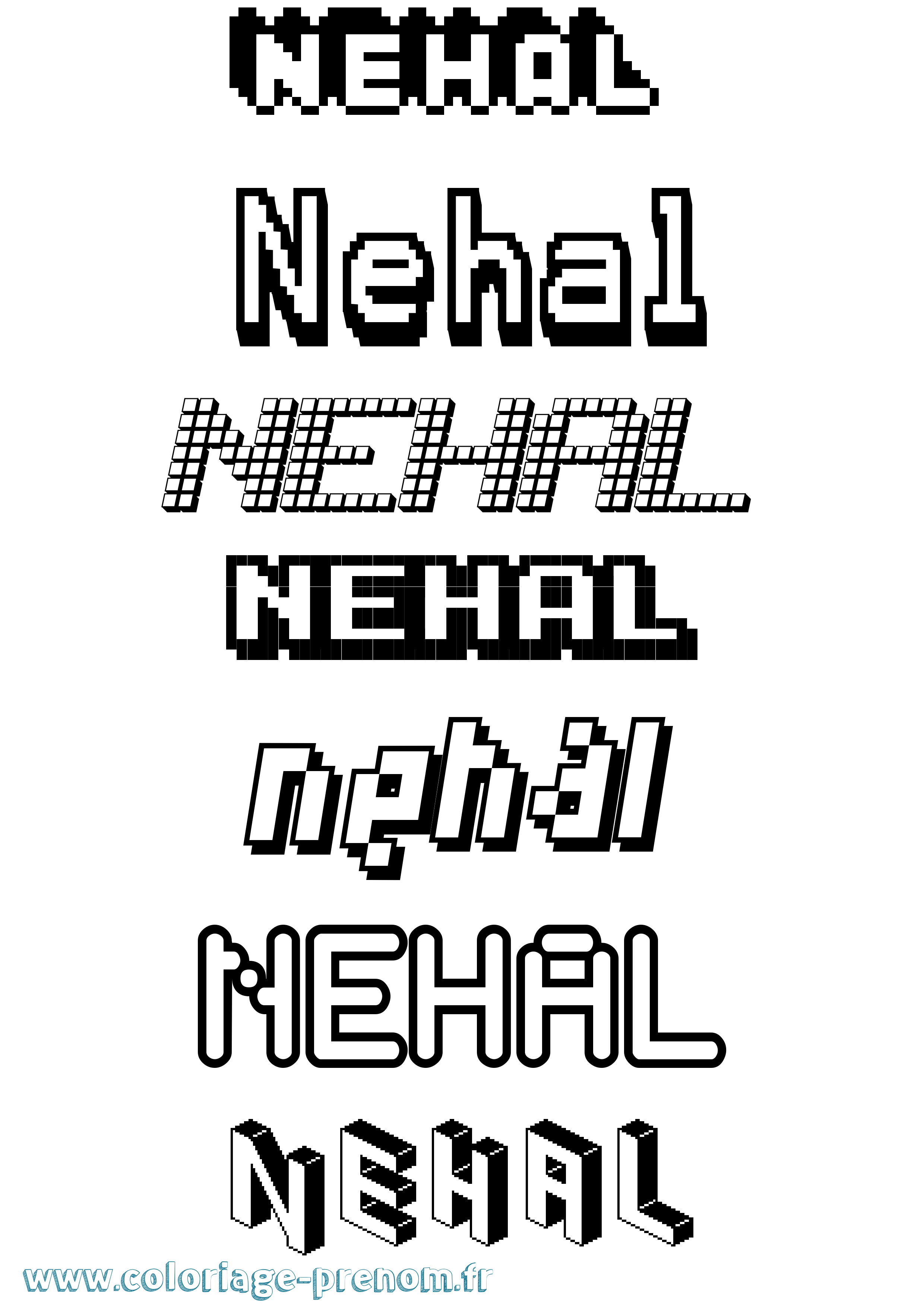 Coloriage Nehal Pixel Coloriage prénom Nehal Pixel